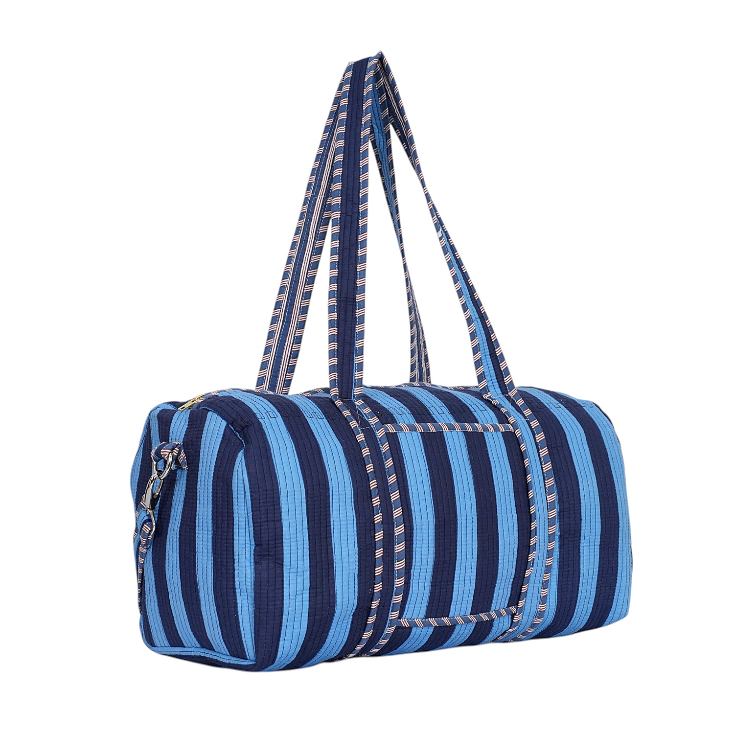 The Striped Cotton Weekender — handmade hand block printed cotton weekender bag, ethically made in Rajasthan, India