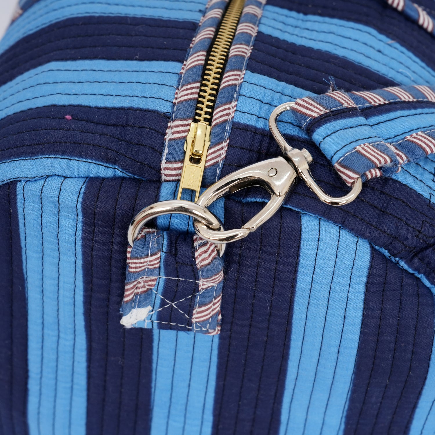 The Striped Cotton Weekender — handmade hand block printed cotton weekender bag, ethically made in Rajasthan, India