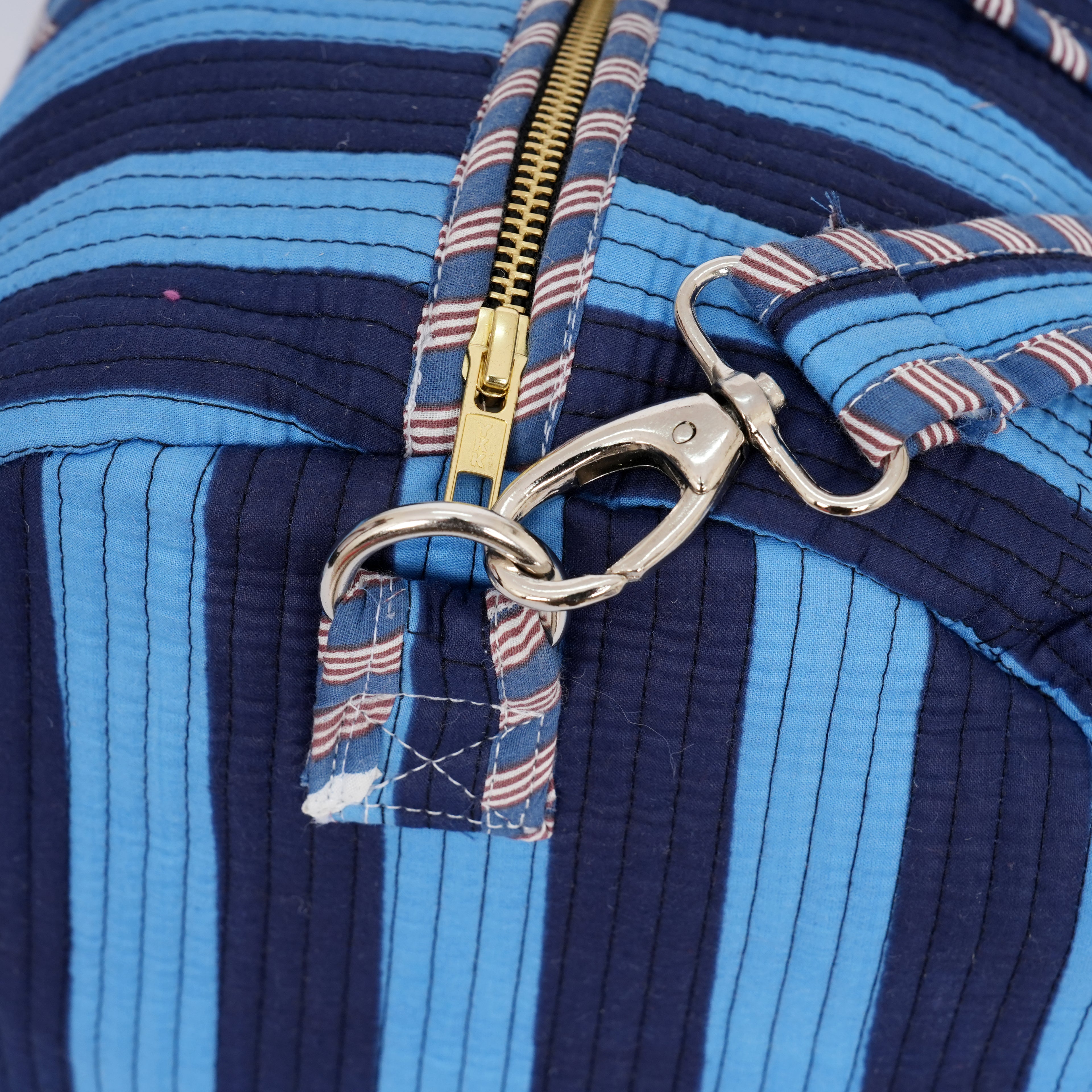 The Striped Cotton Weekender — handmade hand block printed cotton weekender bag, ethically made in Rajasthan, India