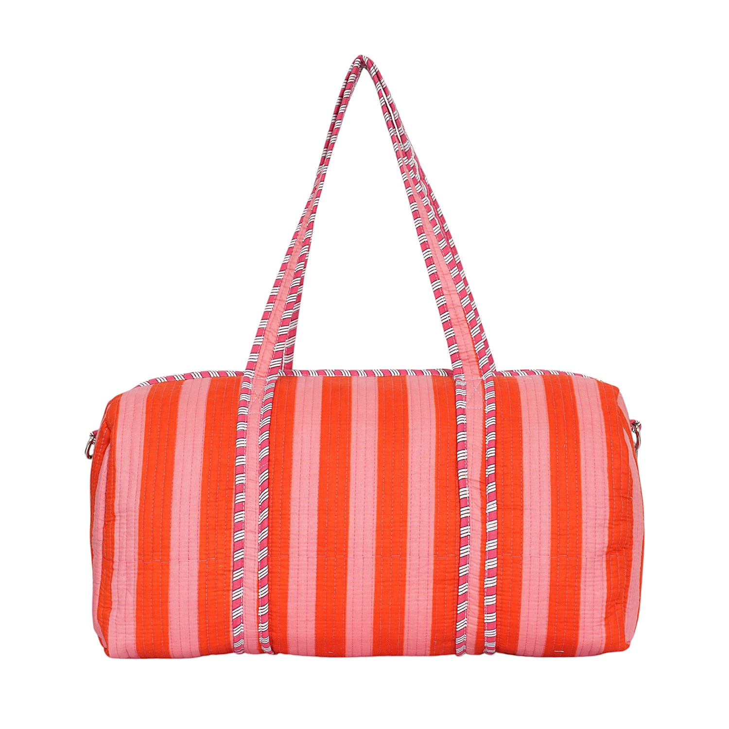 The Striped Cotton Weekender — handmade hand block printed cotton weekender bag, ethically made in Rajasthan, India