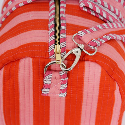 The Striped Cotton Weekender — handmade hand block printed cotton weekender bag, ethically made in Rajasthan, India