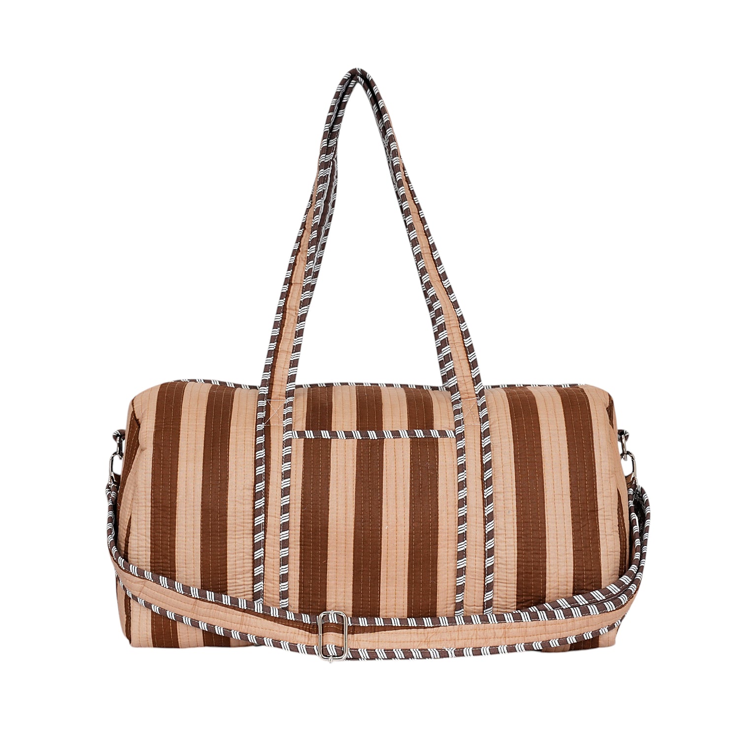 The Striped Cotton Weekender — handmade hand block printed cotton weekender bag, ethically made in Rajasthan, India