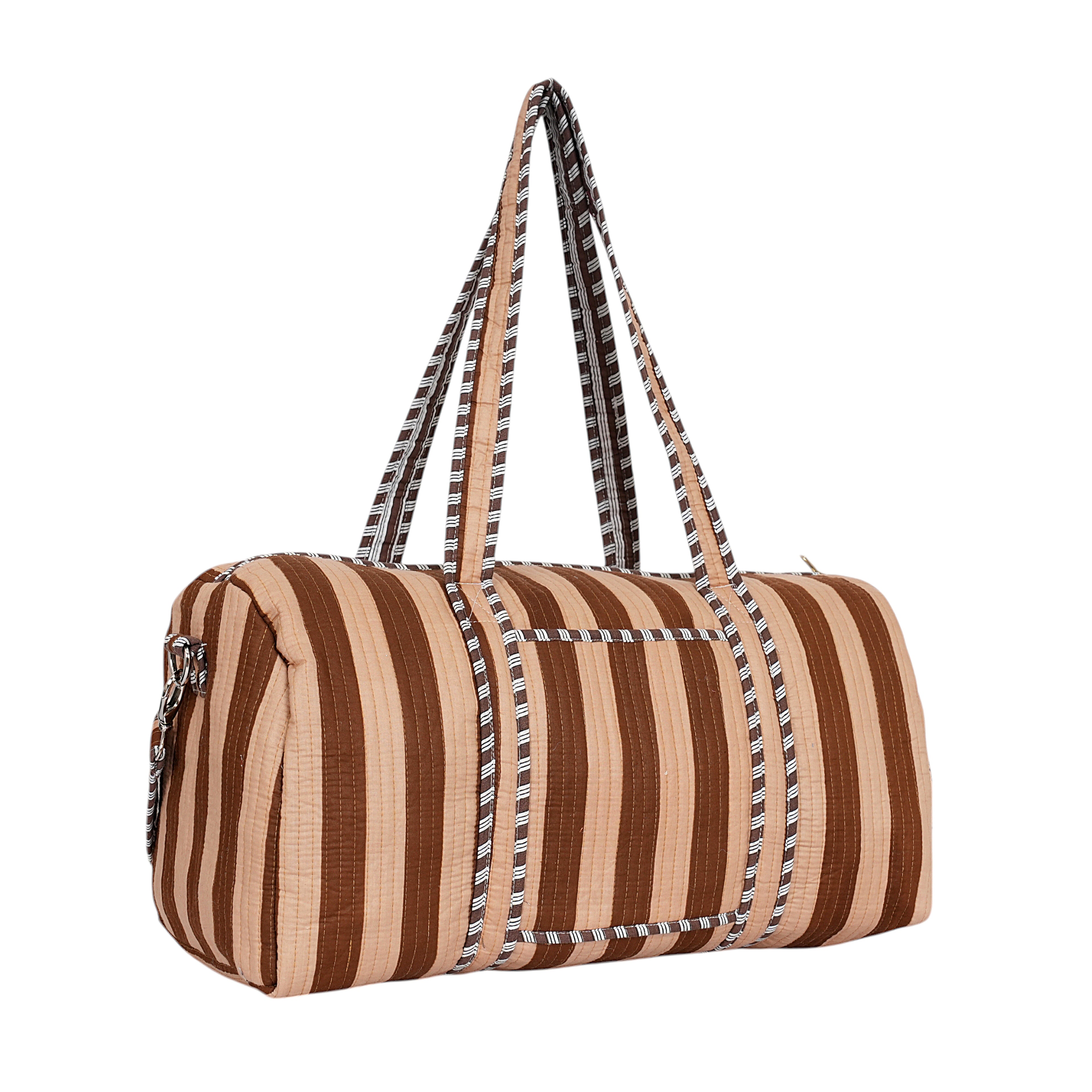 The Striped Cotton Weekender — handmade hand block printed cotton weekender bag, ethically made in Rajasthan, India