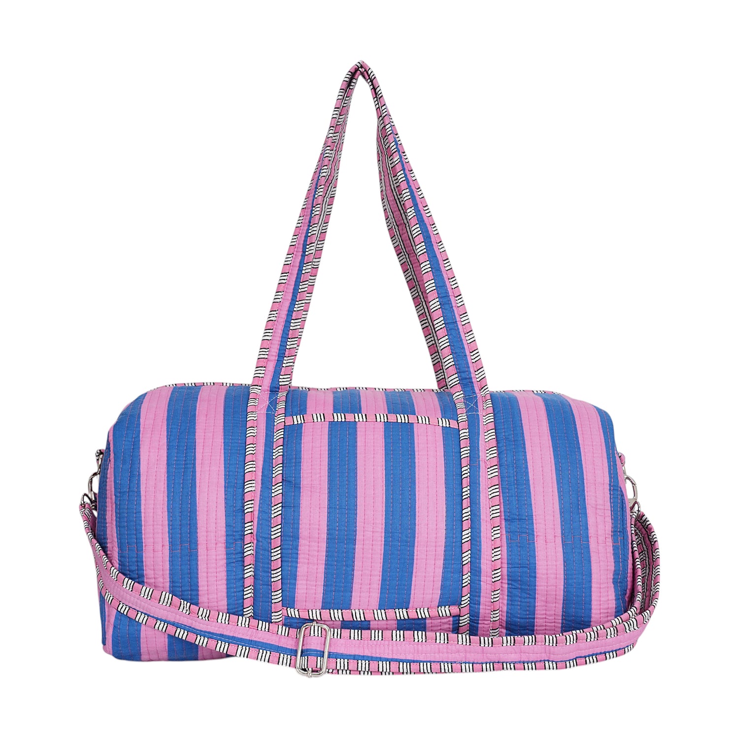 The Striped Cotton Weekender — handmade hand block printed cotton weekender bag, ethically made in Rajasthan, India