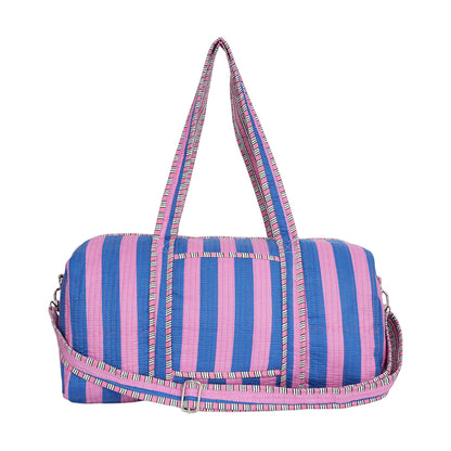 The Striped Cotton Weekender — handmade hand block printed cotton weekender bag, ethically made in Rajasthan, India
