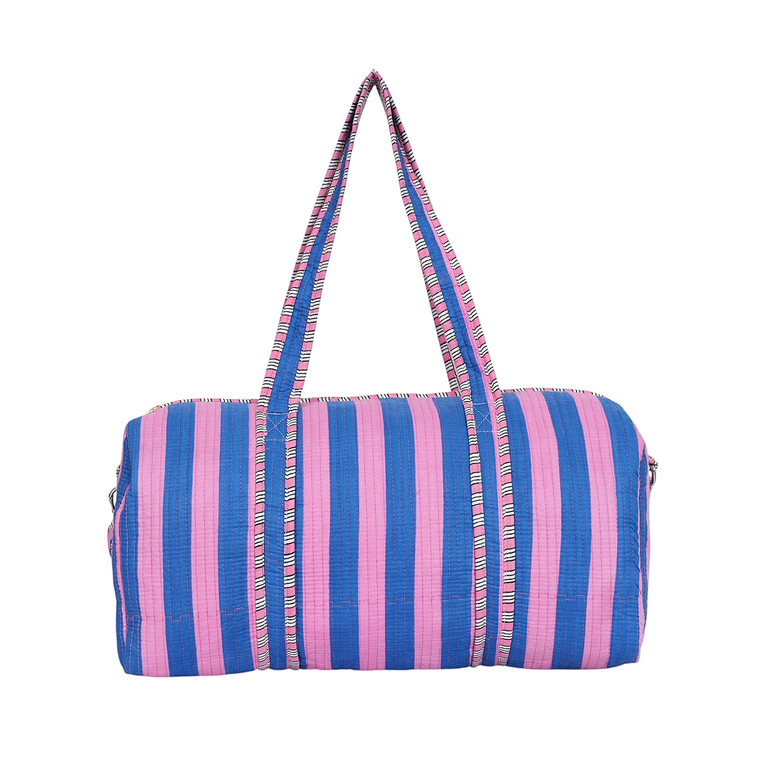 The Striped Cotton Weekender — handmade hand block printed cotton weekender bag, ethically made in Rajasthan, India