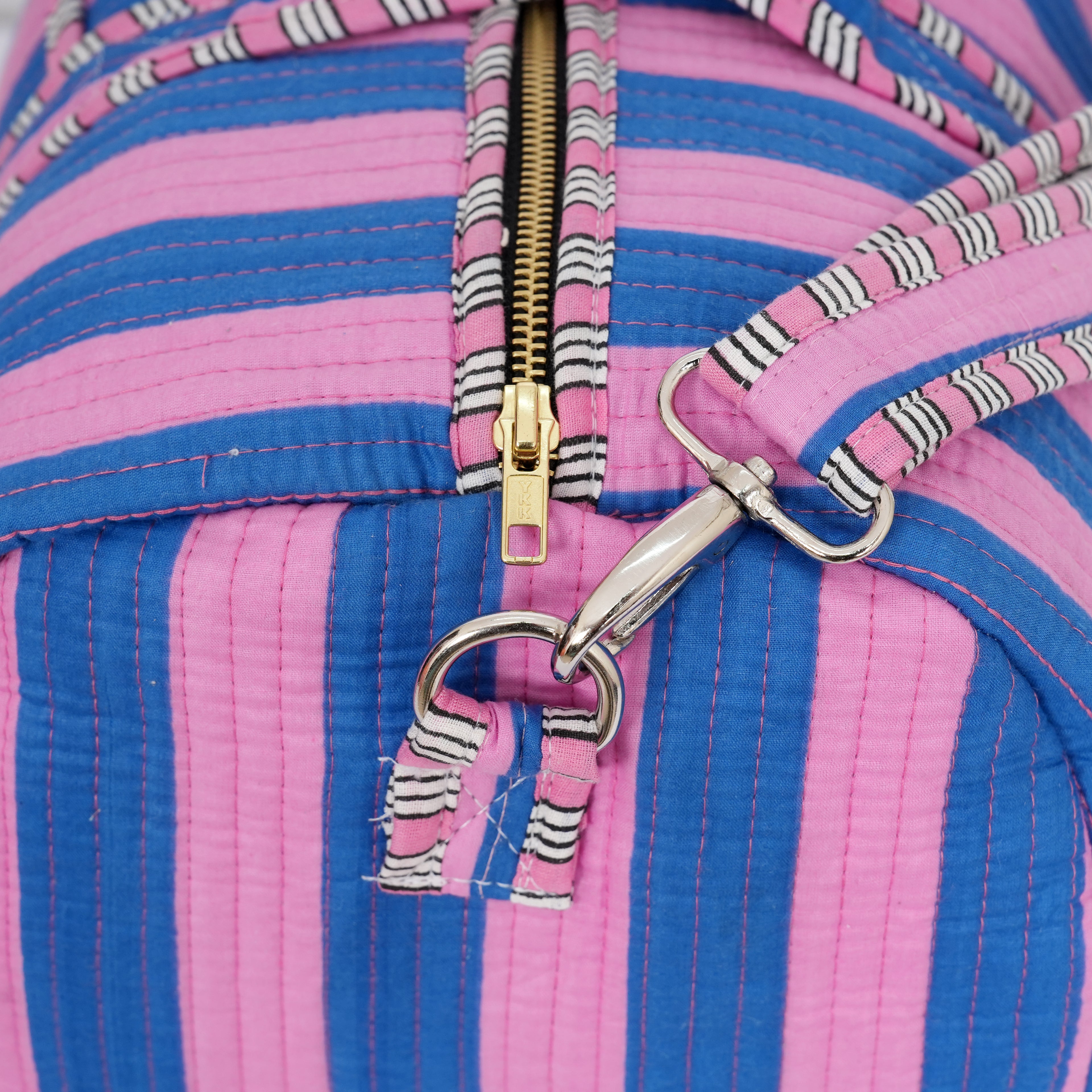 The Striped Cotton Weekender — handmade hand block printed cotton weekender bag, ethically made in Rajasthan, India
