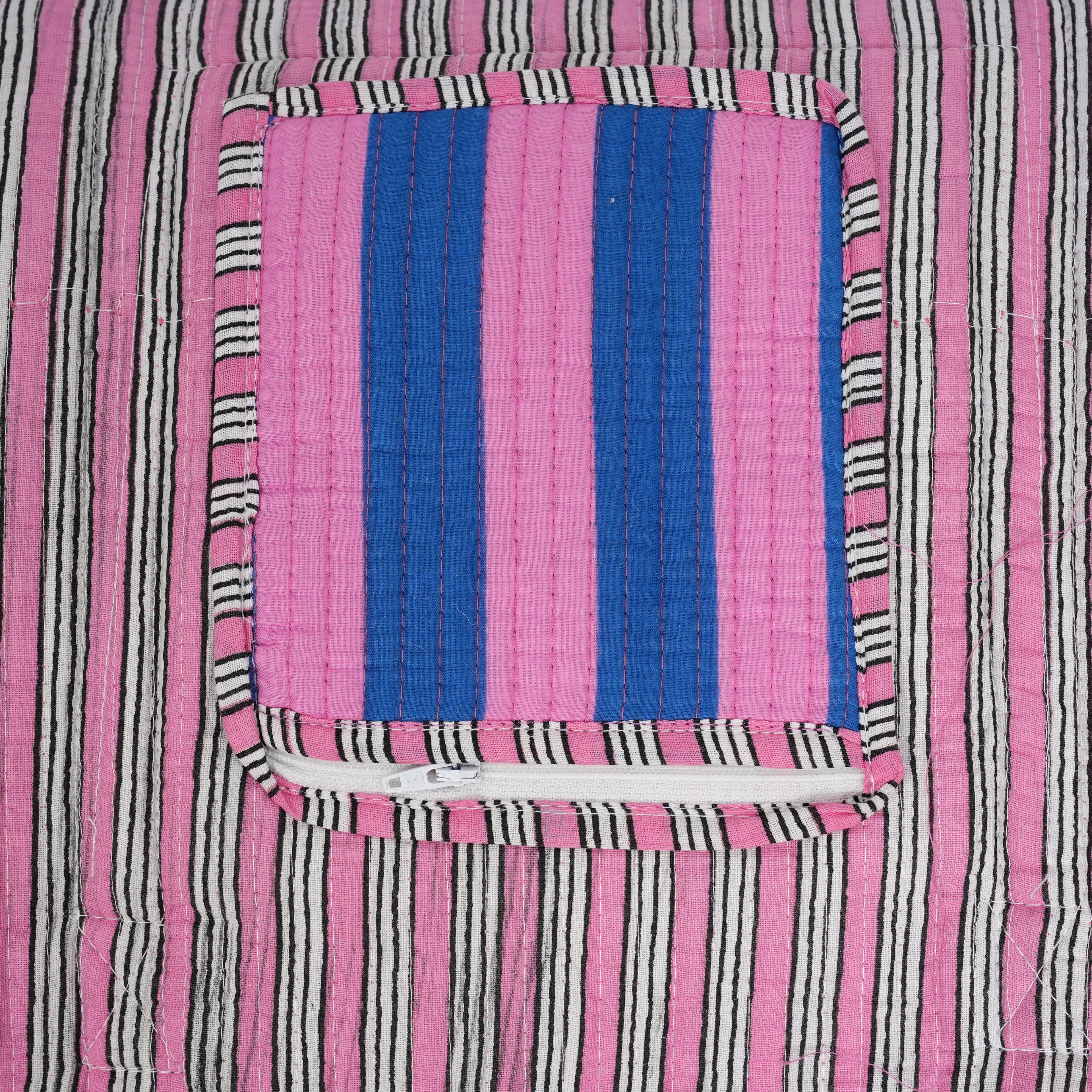 The Striped Cotton Weekender — handmade hand block printed cotton weekender bag, ethically made in Rajasthan, India