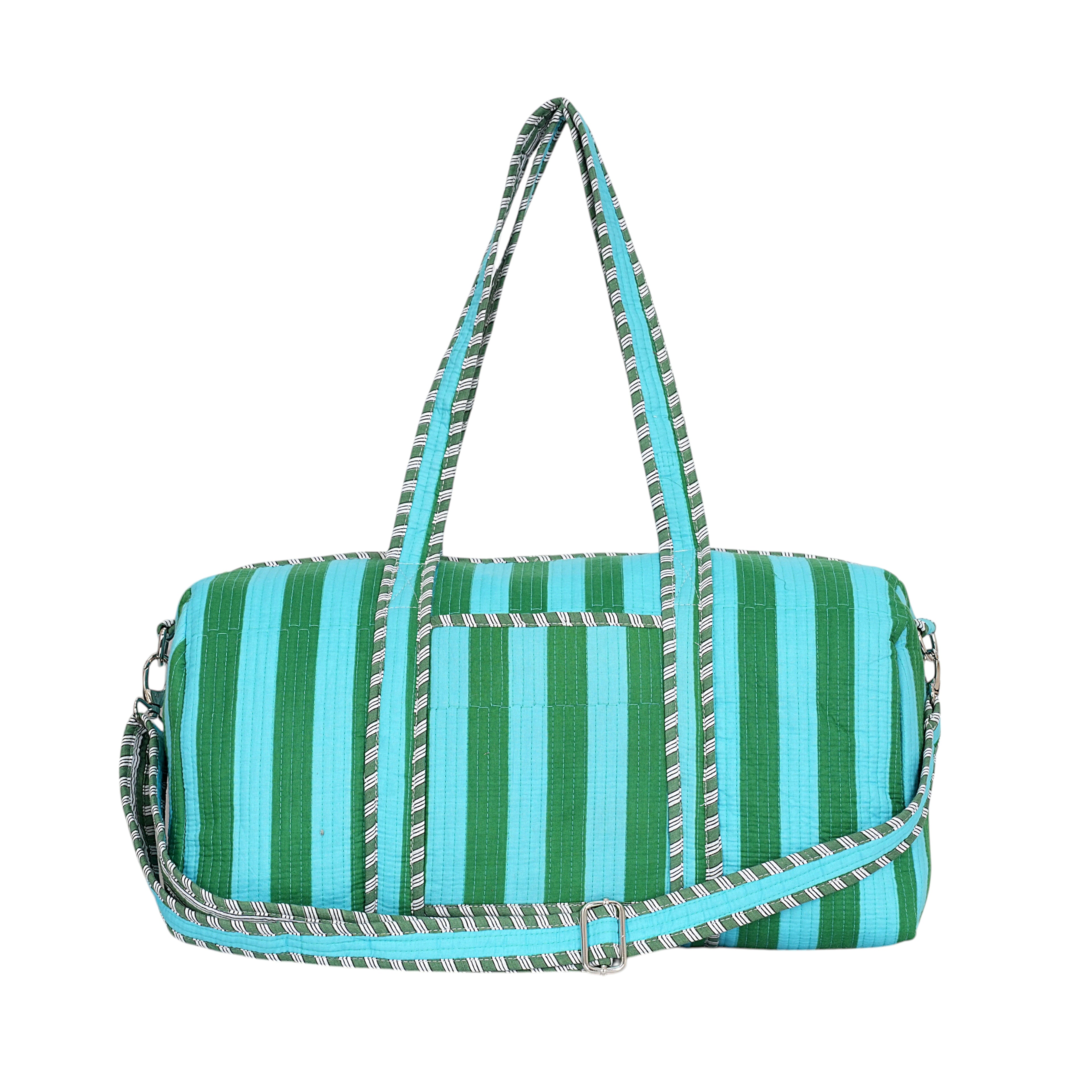 The Striped Cotton Weekender — handmade hand block printed cotton weekender bag, ethically made in Rajasthan, India
