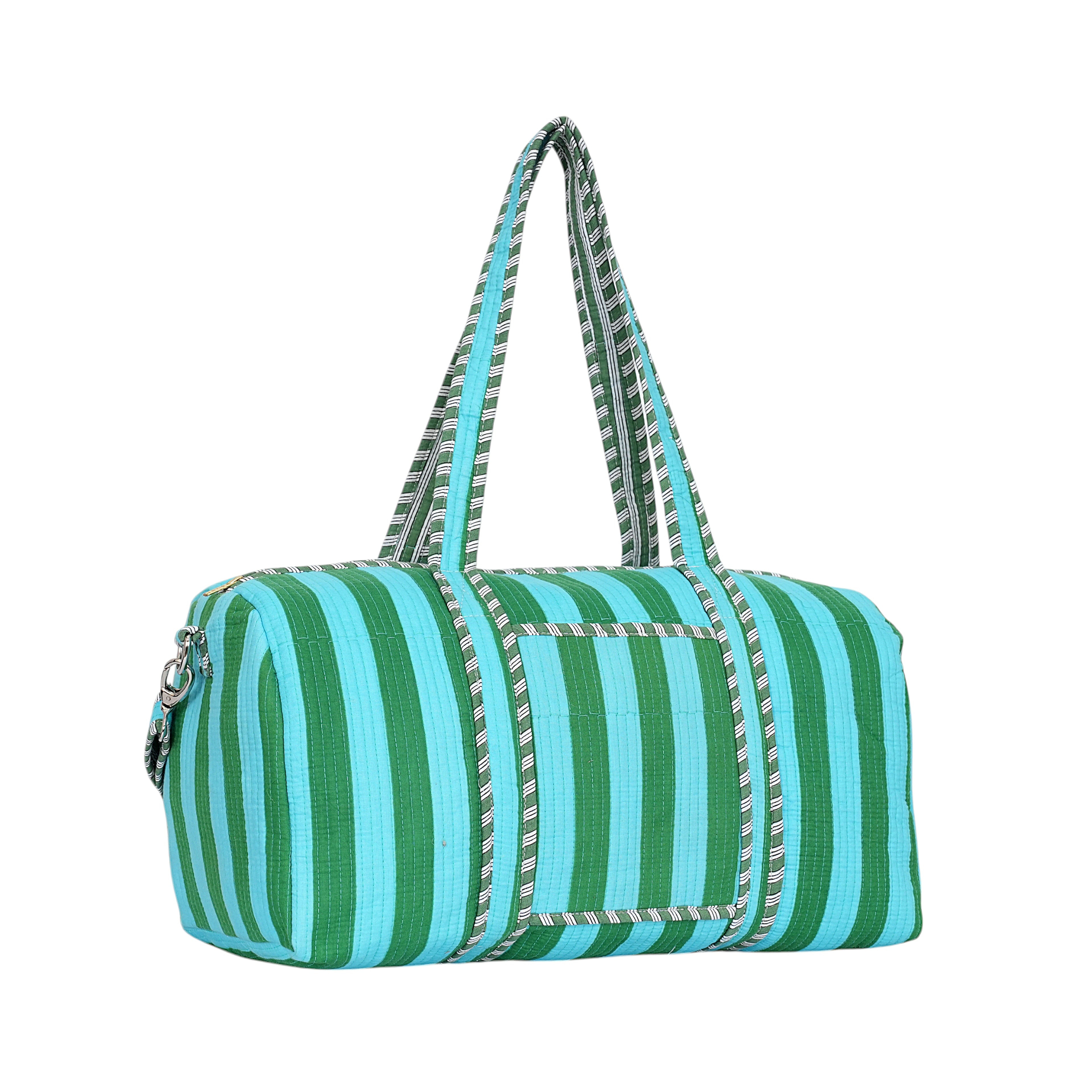 The Striped Cotton Weekender — handmade hand block printed cotton weekender bag, ethically made in Rajasthan, India