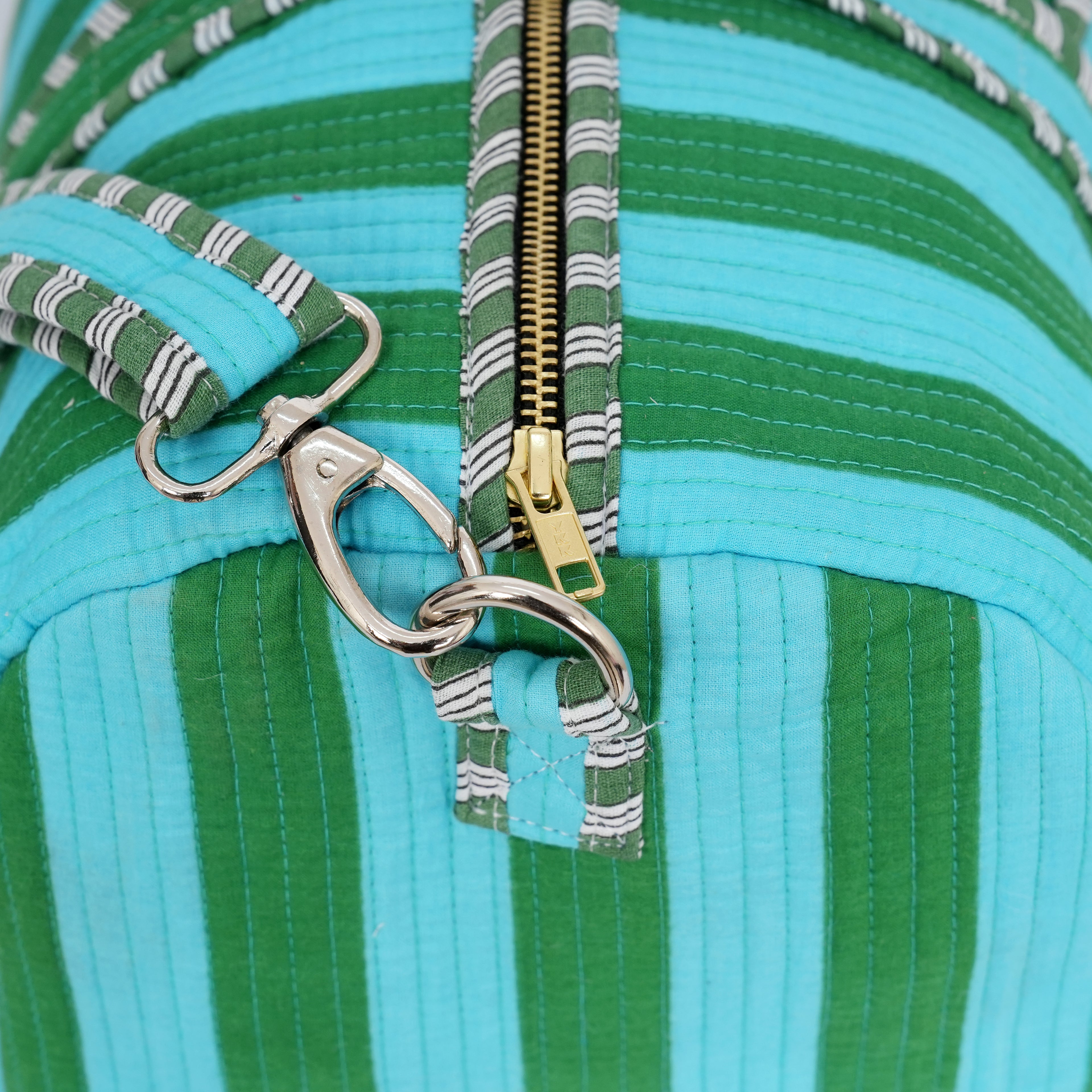 The Striped Cotton Weekender — handmade hand block printed cotton weekender bag, ethically made in Rajasthan, India
