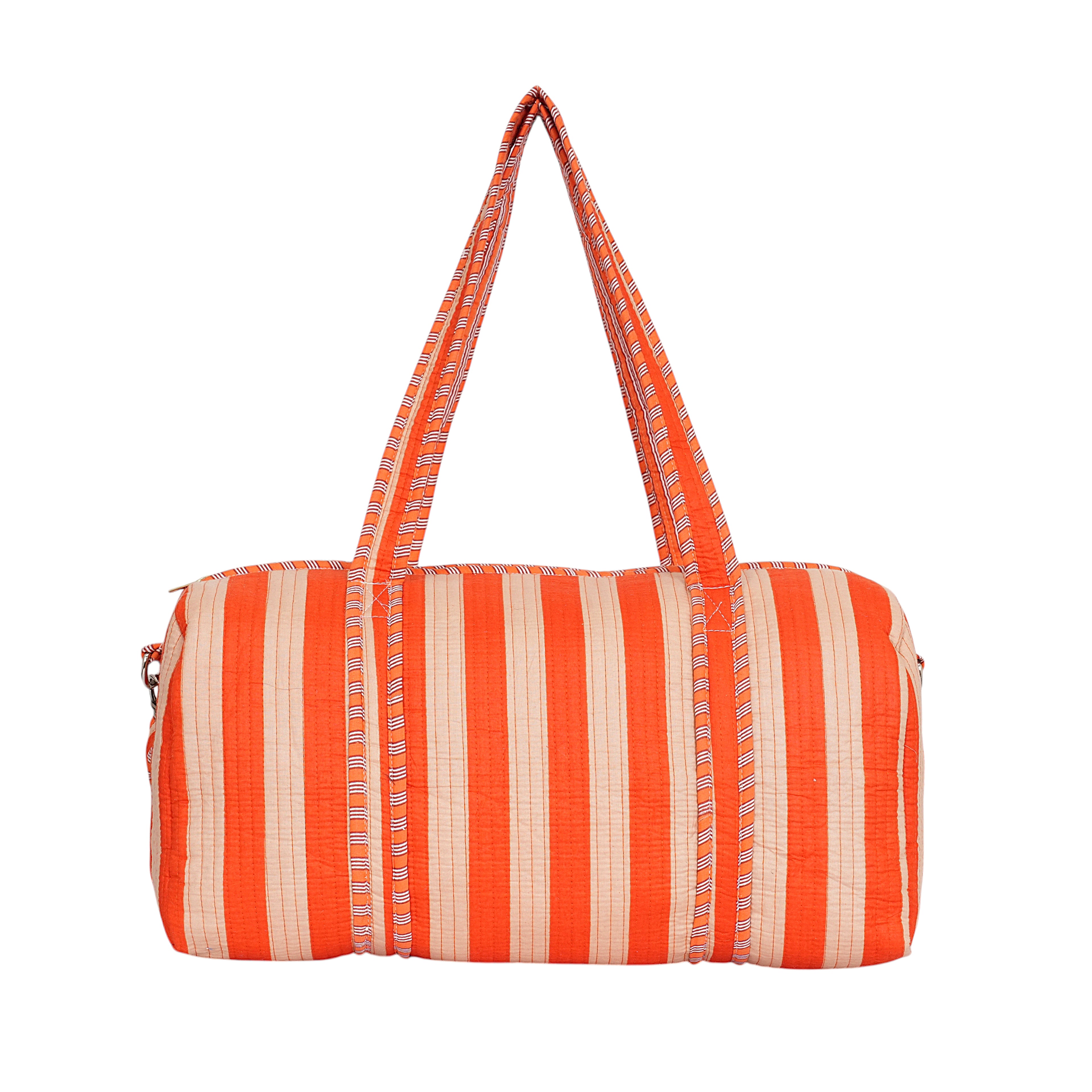 The Striped Cotton Weekender — handmade hand block printed cotton weekender bag, ethically made in Rajasthan, India