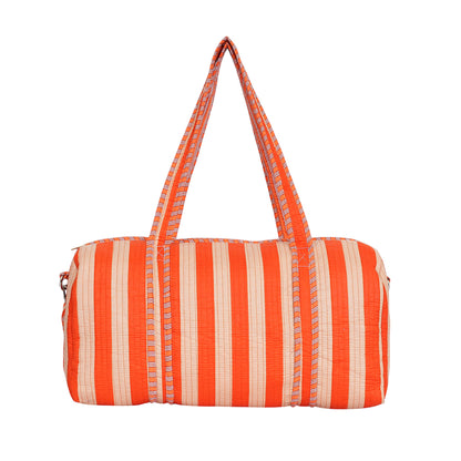 The Striped Cotton Weekender — handmade hand block printed cotton weekender bag, ethically made in Rajasthan, India
