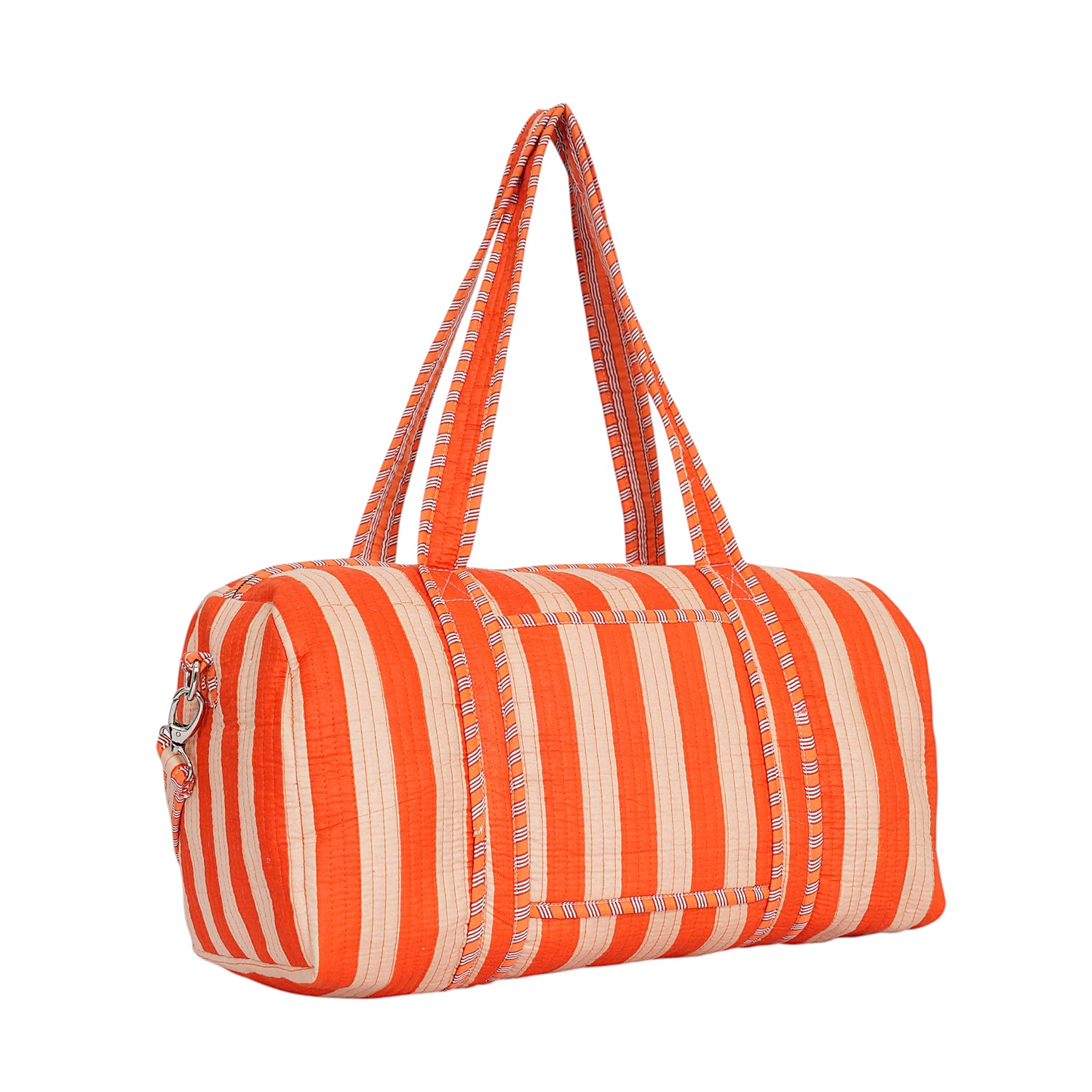 The Striped Cotton Weekender — handmade hand block printed cotton weekender bag, ethically made in Rajasthan, India