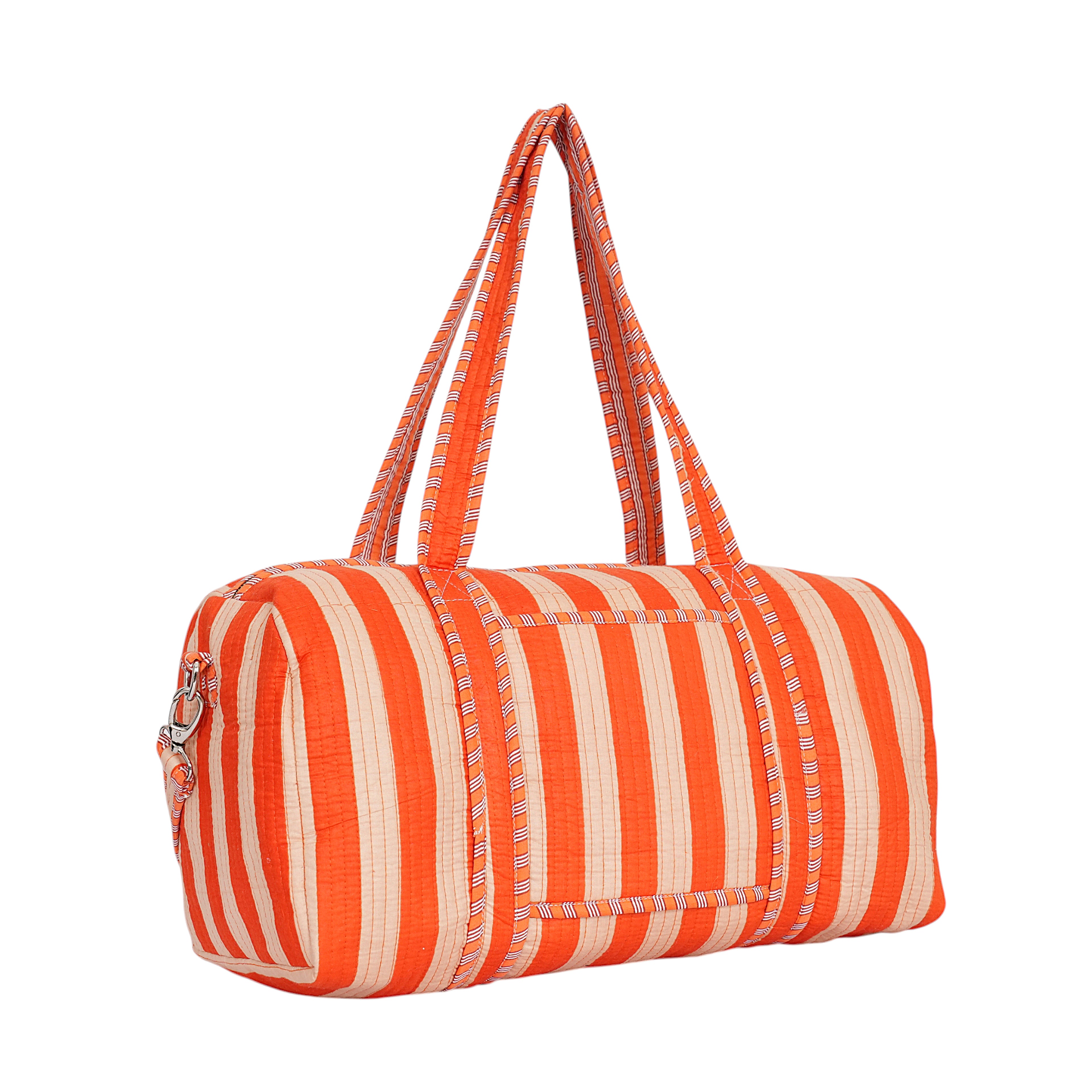 The Striped Cotton Weekender — handmade hand block printed cotton weekender bag, ethically made in Rajasthan, India