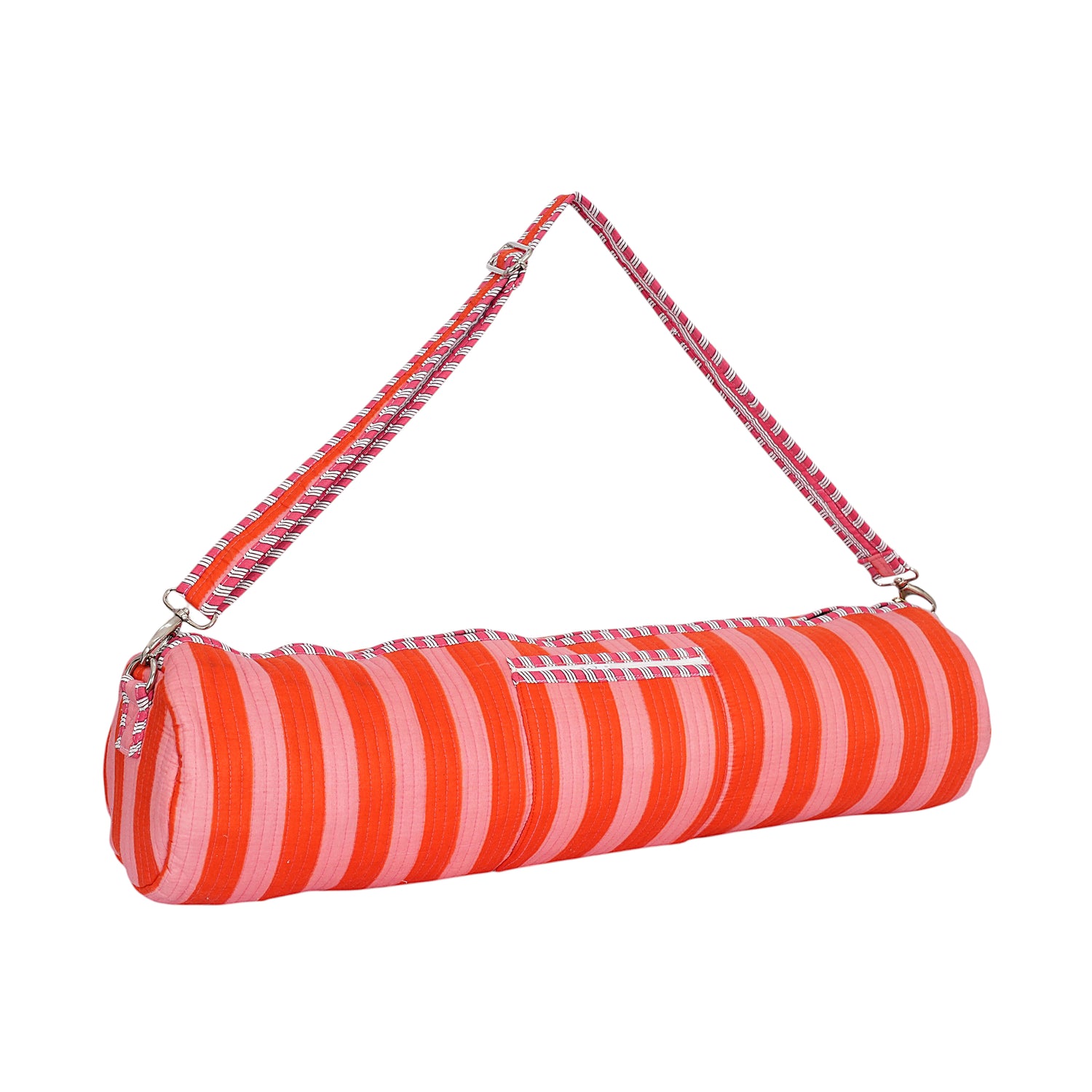 The Striped Cotton Yoga Bag — handmade hand block printed cotton yoga mat bag, ethically made in Rajasthan, India