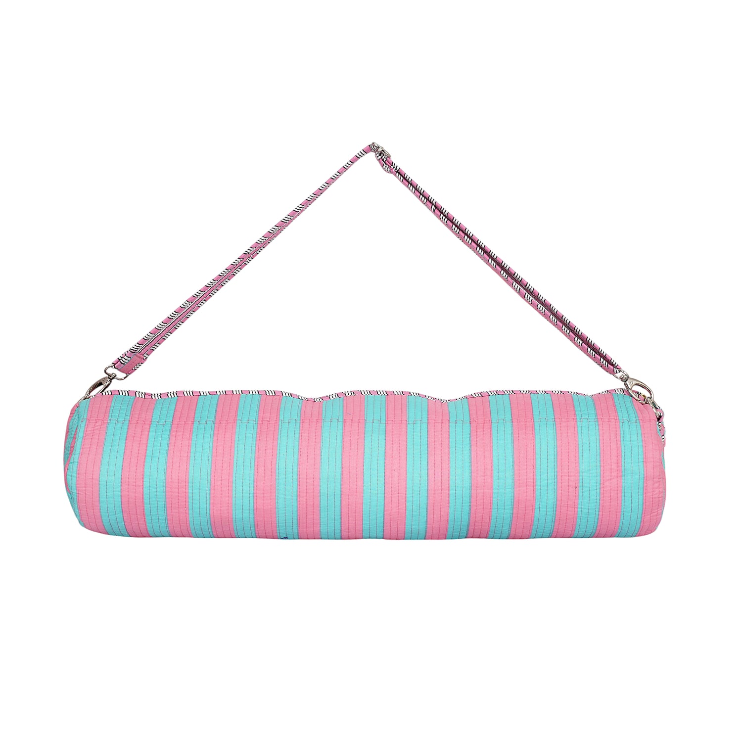 The Striped Cotton Yoga Bag — handmade hand block printed cotton yoga mat bag, ethically made in Rajasthan, India