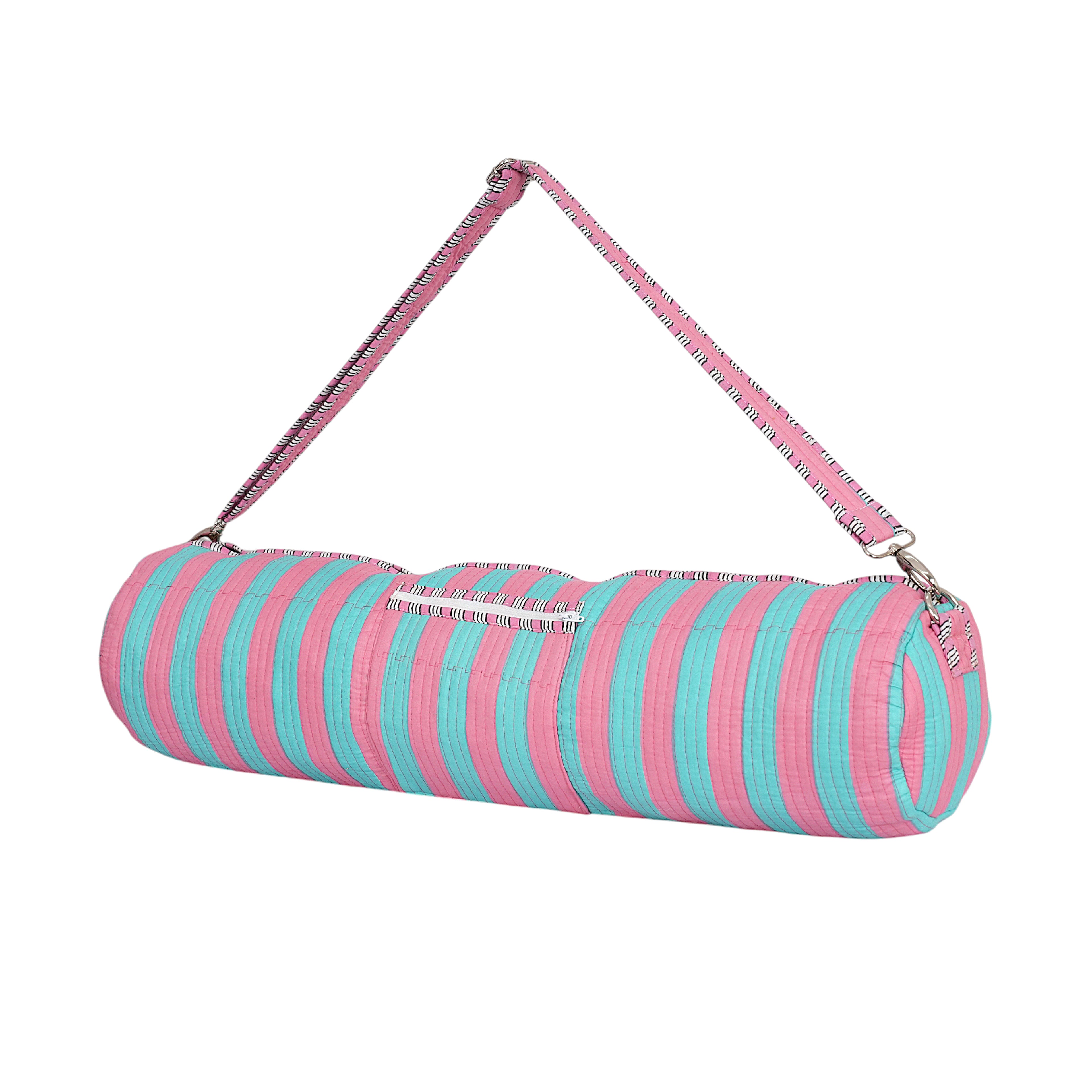 The Striped Cotton Yoga Bag — handmade hand block printed cotton yoga mat bag, ethically made in Rajasthan, India