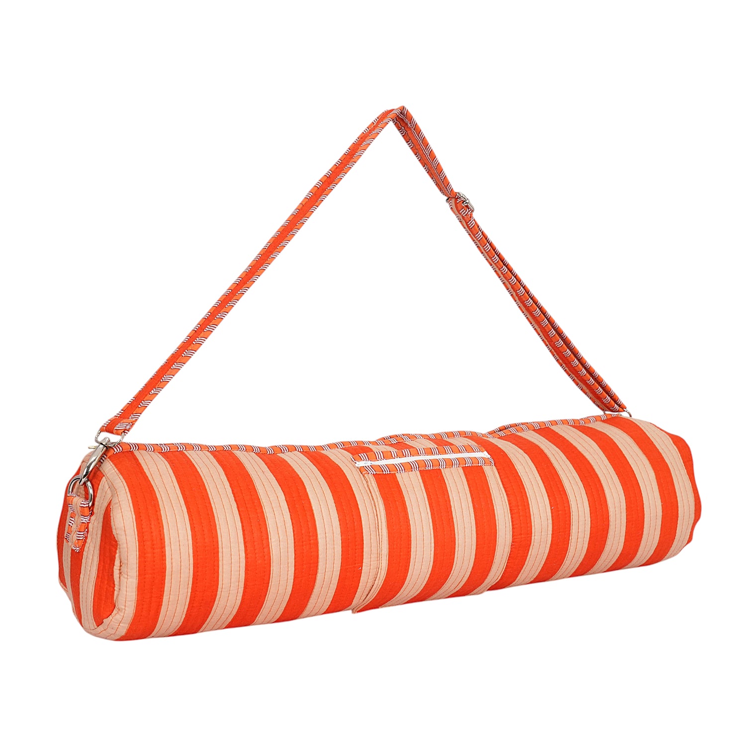 The Striped Cotton Yoga Bag — handmade hand block printed cotton yoga mat bag, ethically made in Rajasthan, India