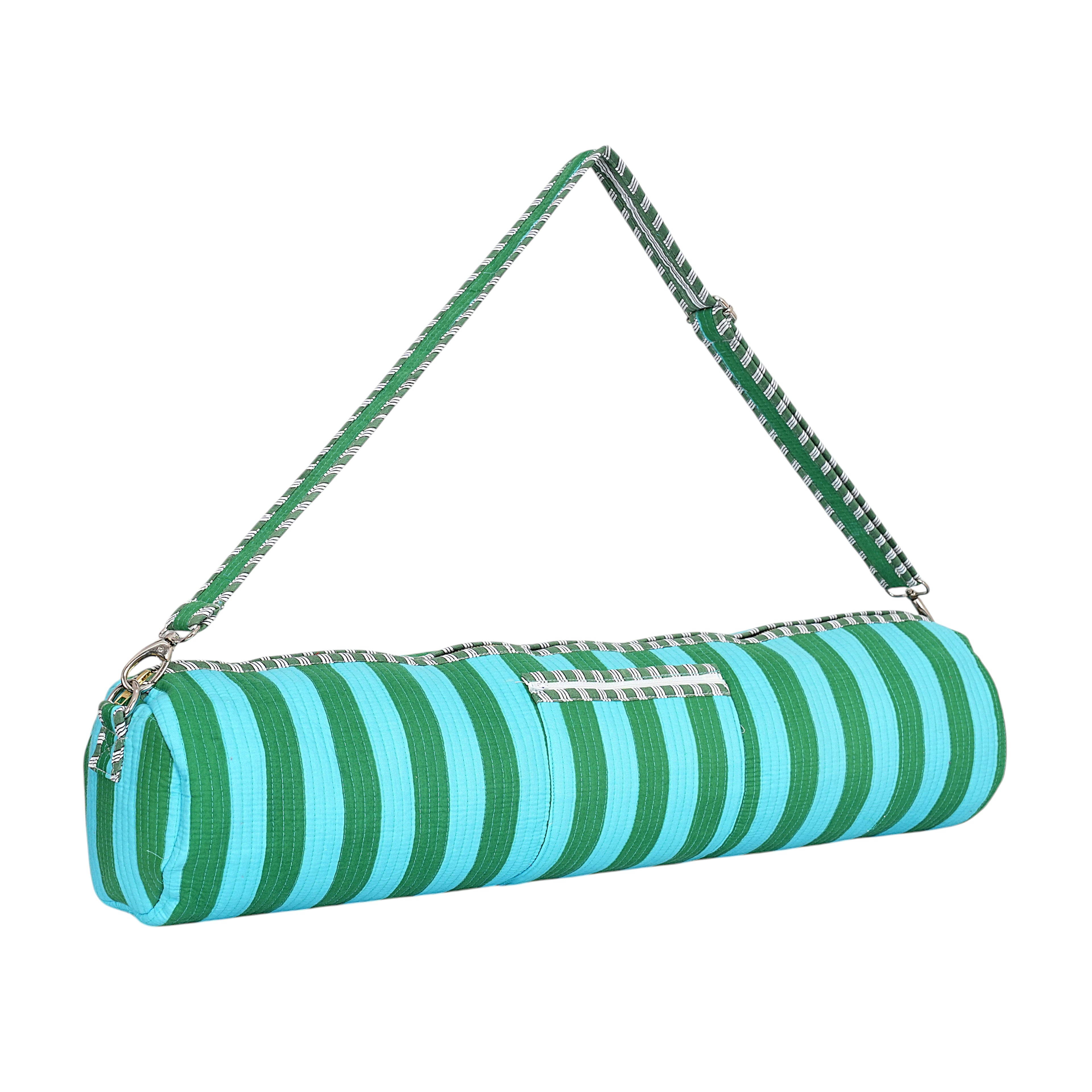 The Striped Cotton Yoga Bag — handmade hand block printed cotton yoga mat bag, ethically made in Rajasthan, India