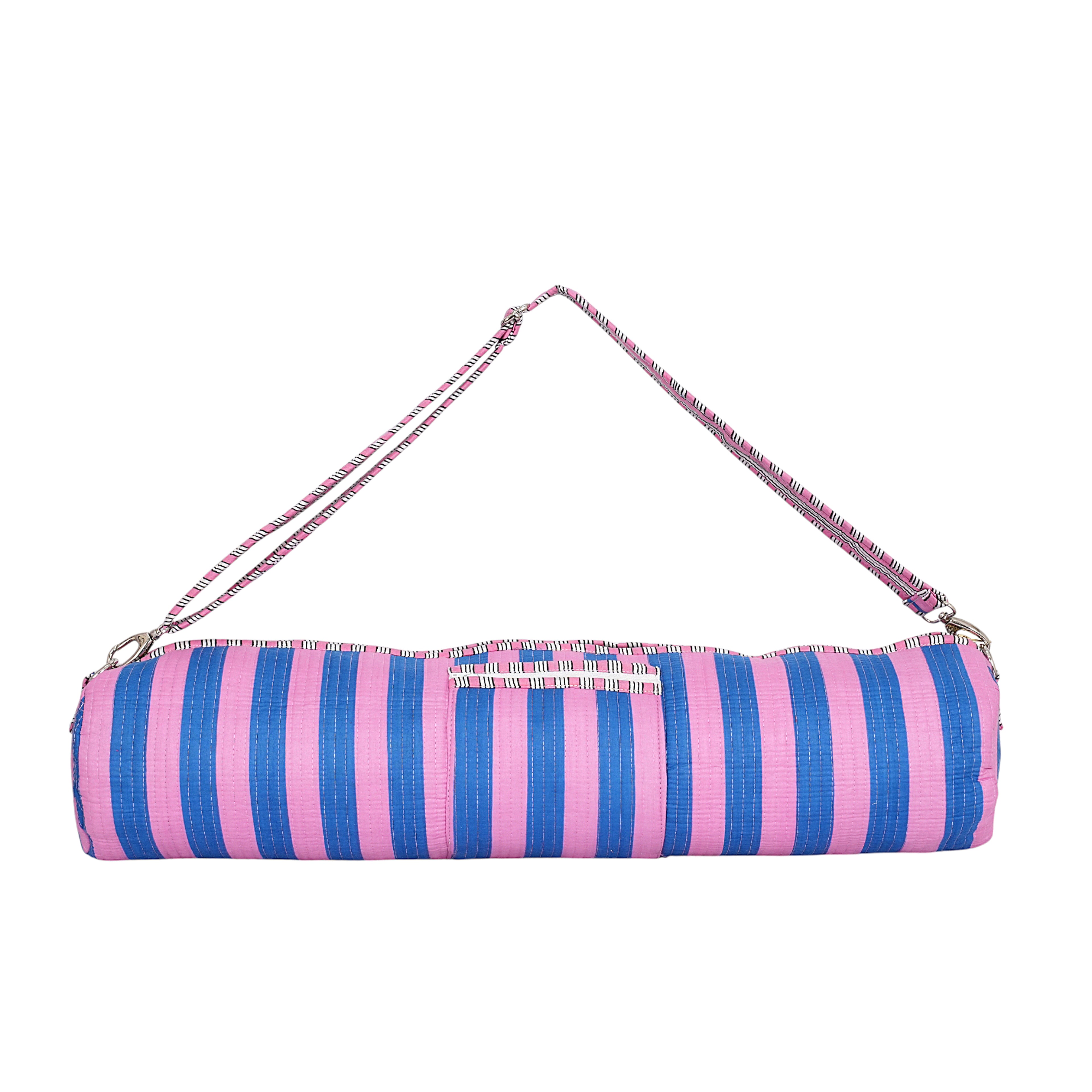 The Striped Cotton Yoga Bag — handmade hand block printed cotton yoga mat bag, ethically made in Rajasthan, India