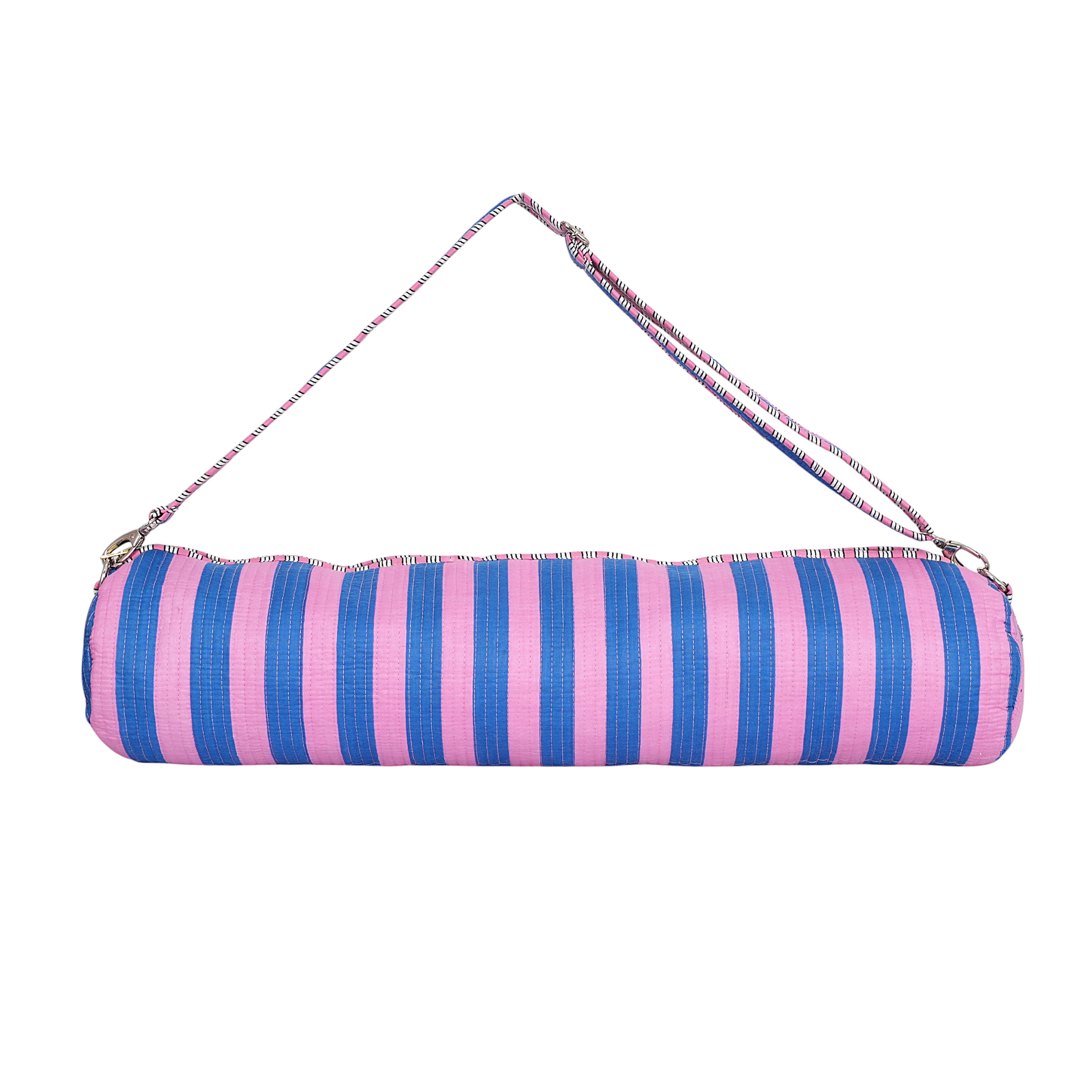 The Striped Cotton Yoga Bag — handmade hand block printed cotton yoga mat bag, ethically made in Rajasthan, India