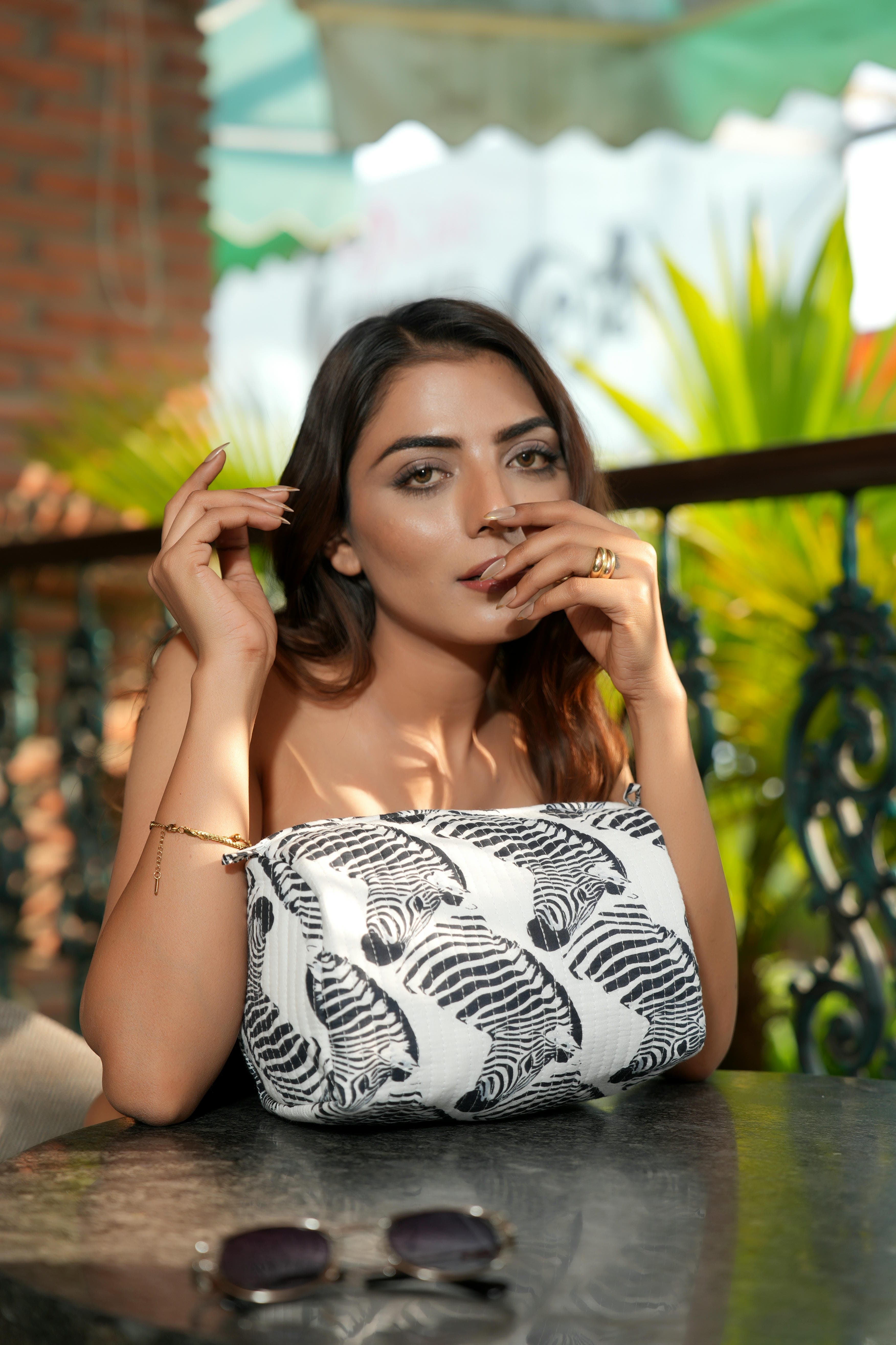 The Zebra Travel Set — handmade hand block printed cotton travel pouch set, ethically made in Rajasthan, India