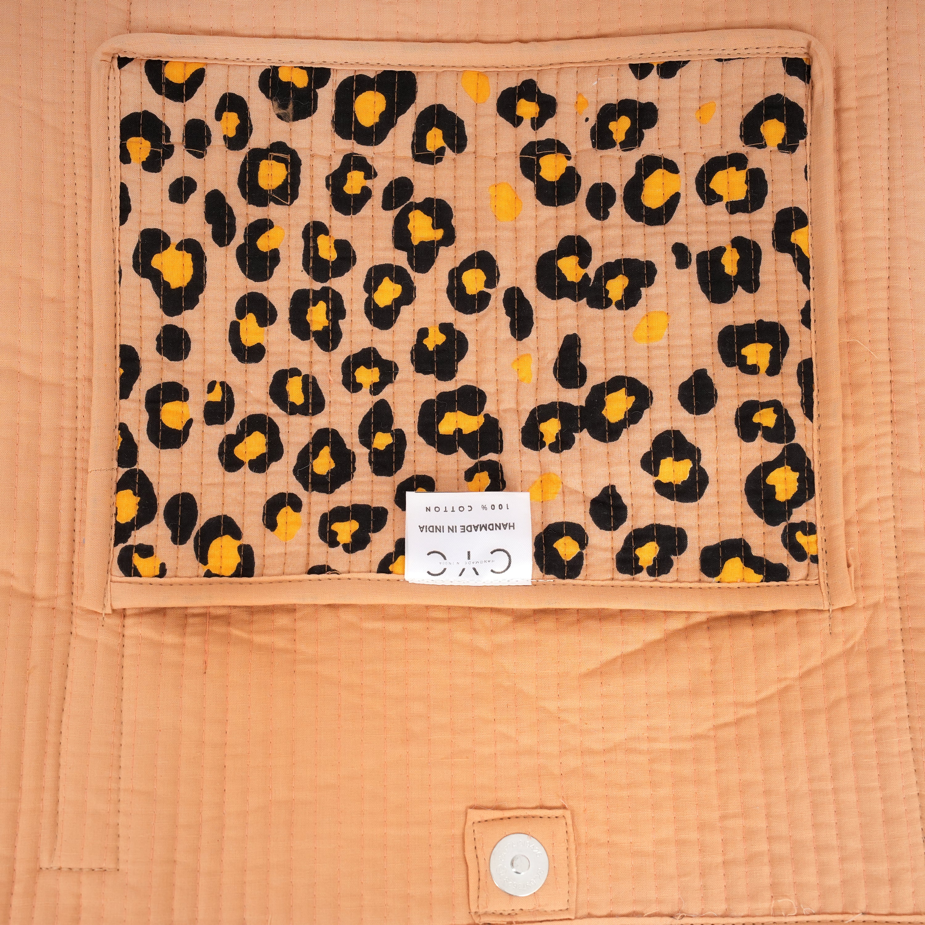 The Leopard Tote — handmade hand-block-printed cotton tote bag with our signature leopard print, ethically made in Rajasthan, India
