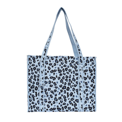 The Leopard Tote — handmade hand-block-printed cotton tote bag with our signature leopard print, ethically made in Rajasthan, India