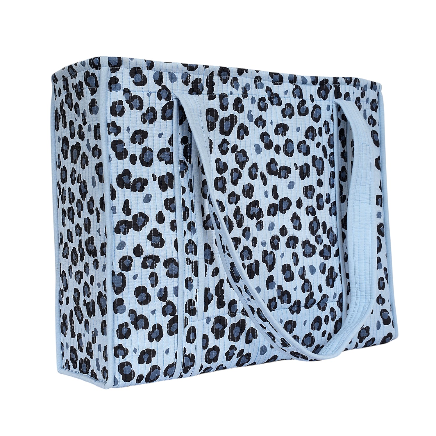 The Leopard Tote — handmade hand-block-printed cotton tote bag with our signature leopard print, ethically made in Rajasthan, India