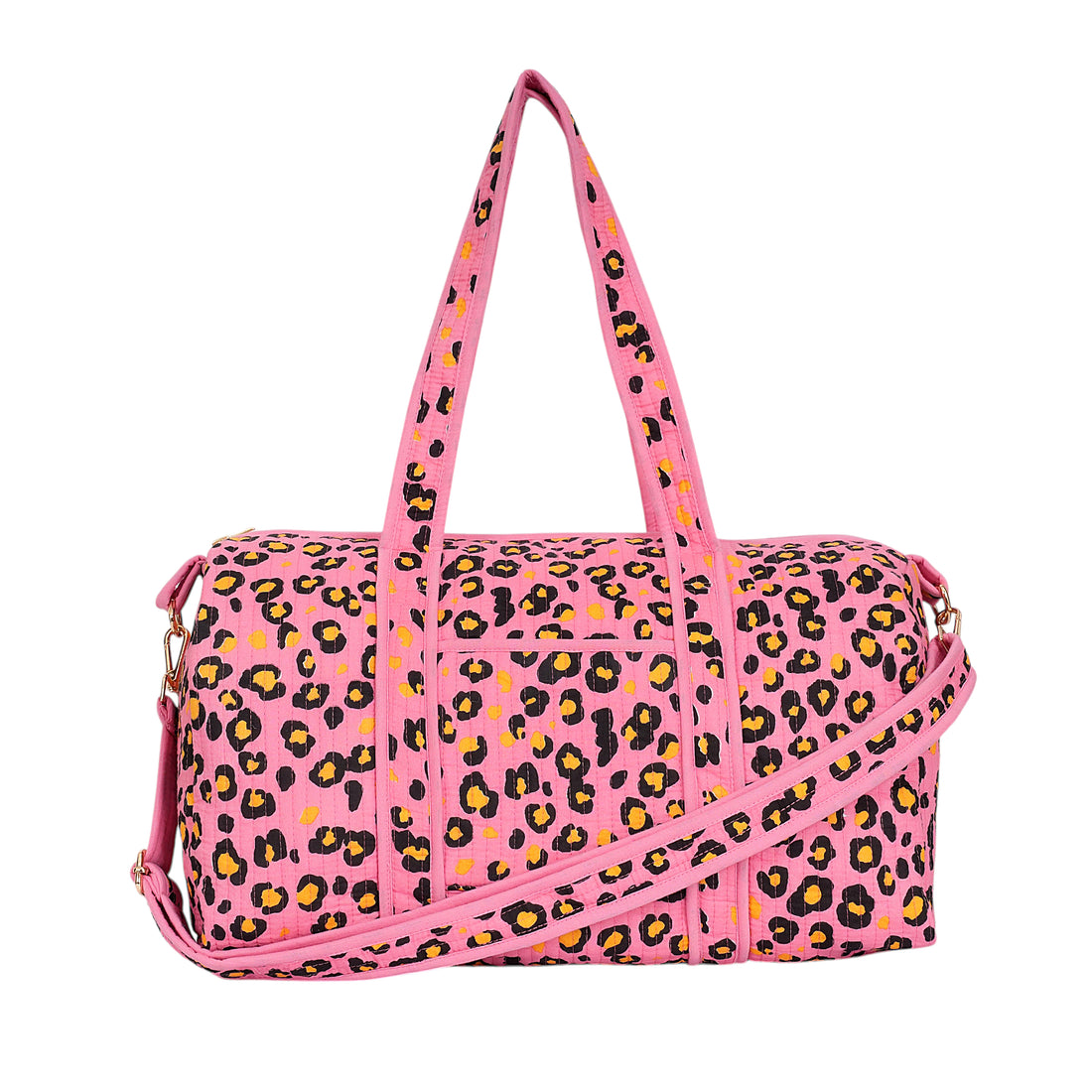 The Leopard Cotton Weekender — handmade hand block printed cotton weekender bag, ethically made in Rajasthan, India