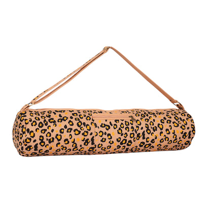 The Leopard Yoga Mat Bag — handmade hand-block-printed cotton yoga mat bag with our signature leopard print, ethically made in Rajasthan, India