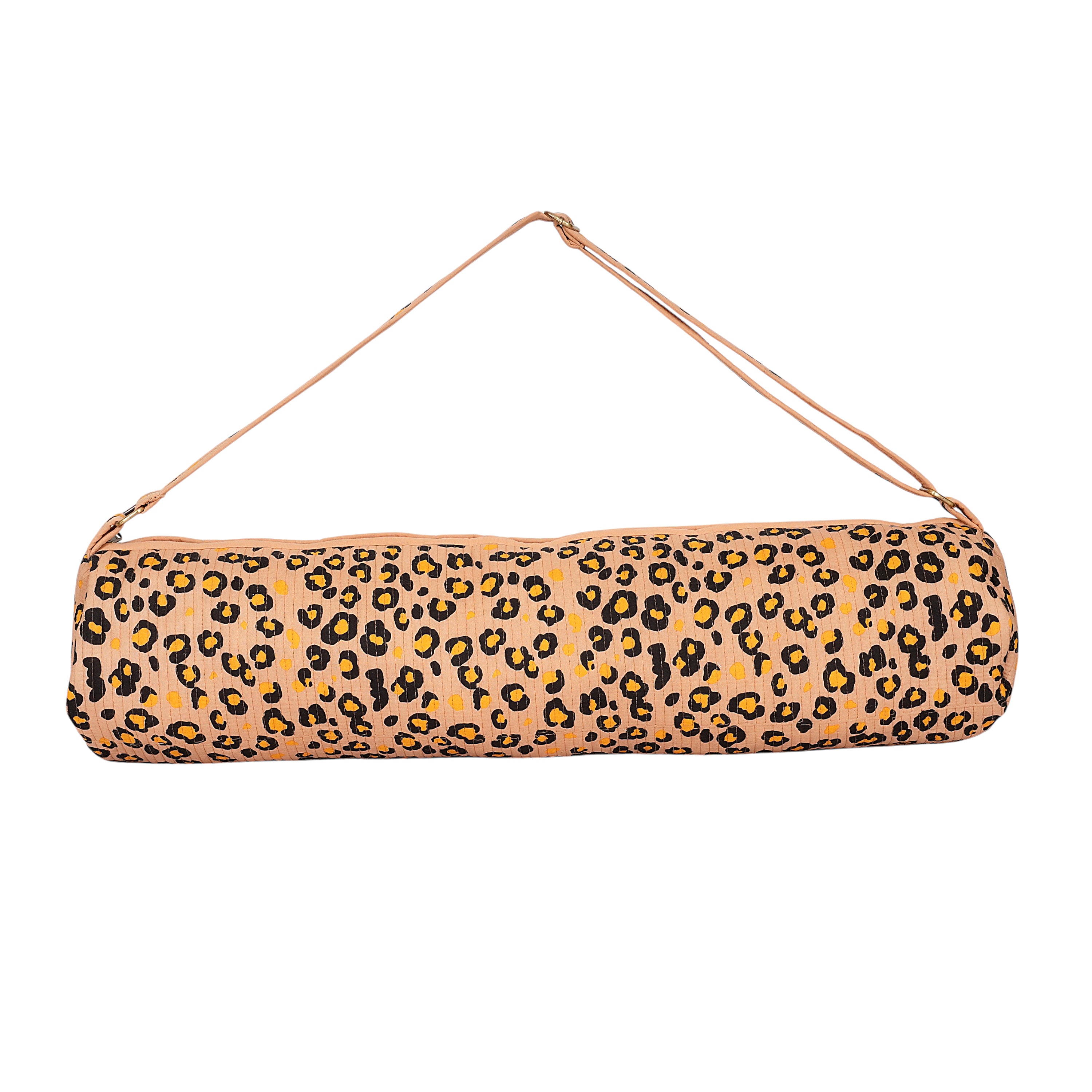 The Leopard Yoga Mat Bag — handmade hand-block-printed cotton yoga mat bag with our signature leopard print, ethically made in Rajasthan, India