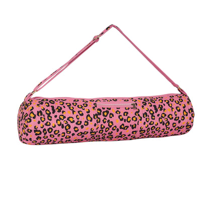 The Leopard Yoga Mat Bag — handmade hand-block-printed cotton yoga mat bag with our signature leopard print, ethically made in Rajasthan, India