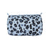 The Leopard 3-Piece Travel Set in light blue — handmade quilted cotton makeup pouch with hand-block-printed leopard print, ethically crafted in Rajasthan