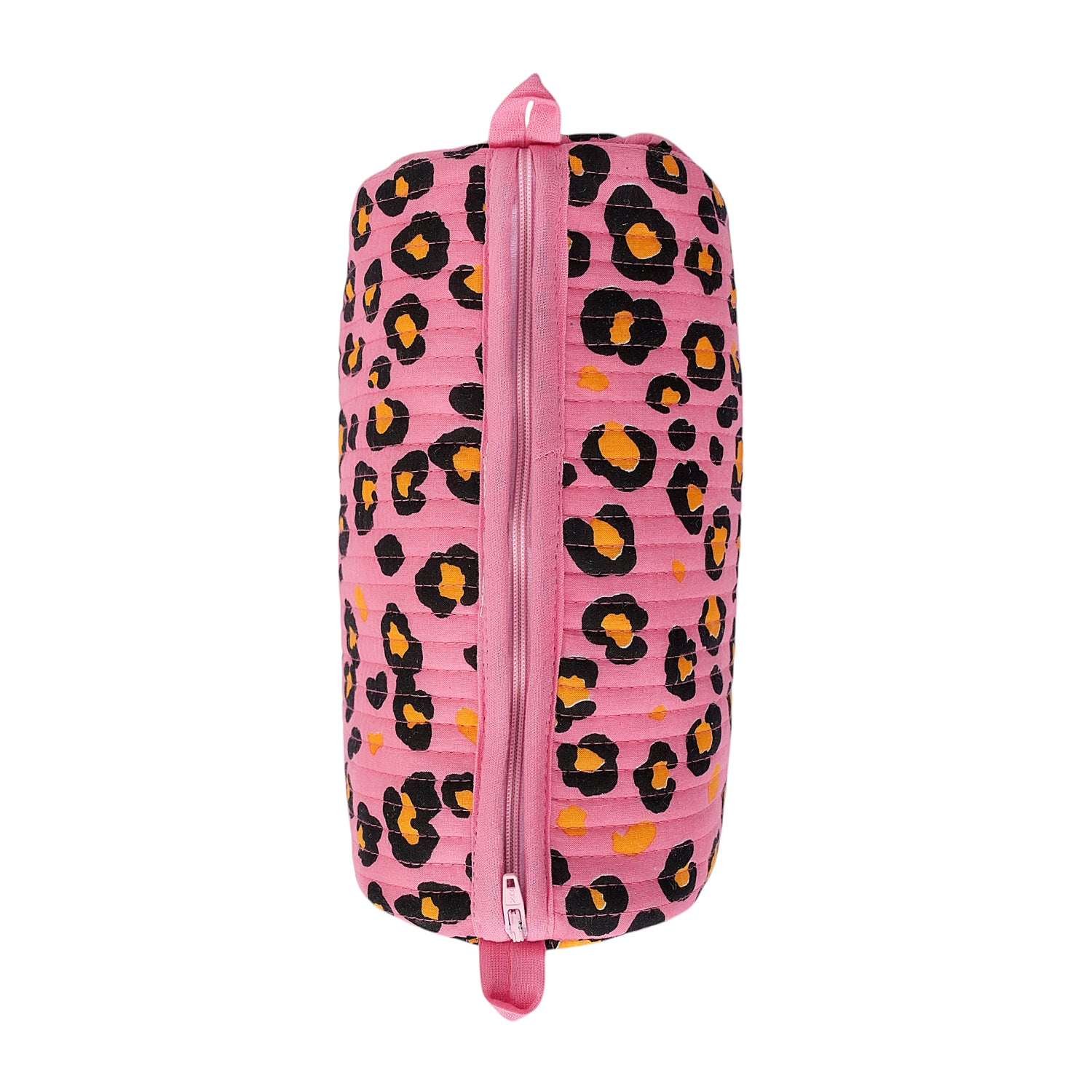 The Leopard 3-Piece Travel Set — handmade hand-block-printed cotton three-piece travel pouch set with our signature leopard print, ethically made in Rajasthan, India