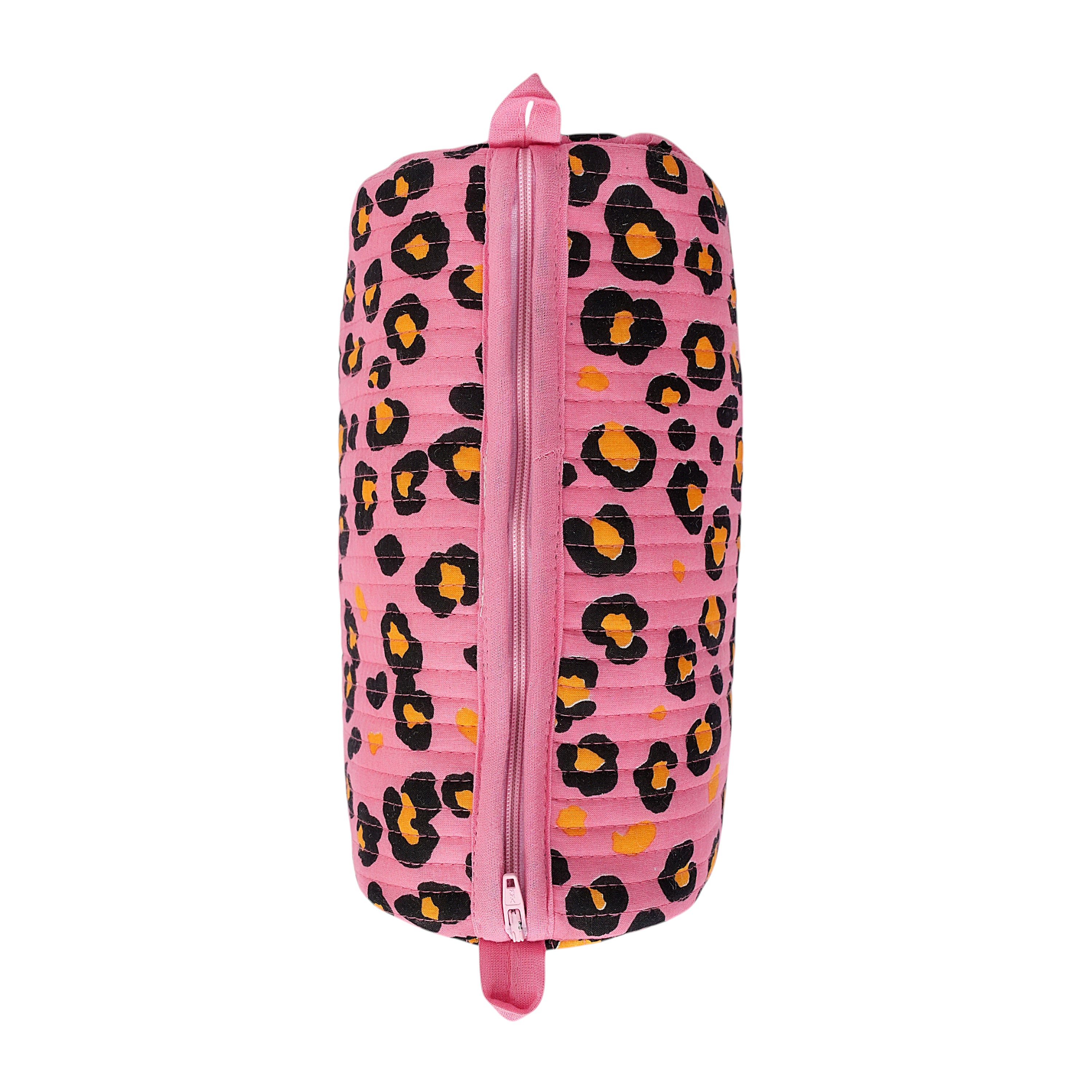 The Leopard 3-Piece Travel Set — handmade hand-block-printed cotton three-piece travel pouch set with our signature leopard print, ethically made in Rajasthan, India