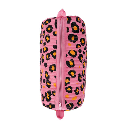 The Leopard 3-Piece Travel Set — handmade hand-block-printed cotton three-piece travel pouch set with our signature leopard print, ethically made in Rajasthan, India