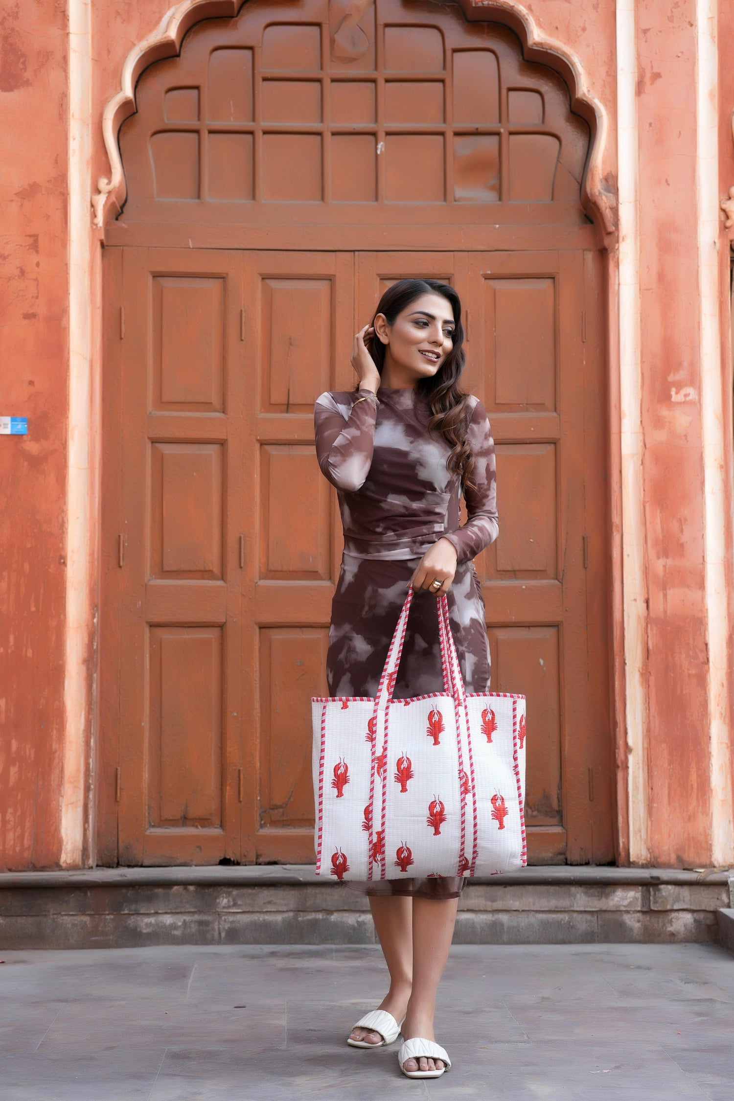 The Lobster Tote — handmade cotton tote bag with the lobster motif, ethically made in Rajasthan, India