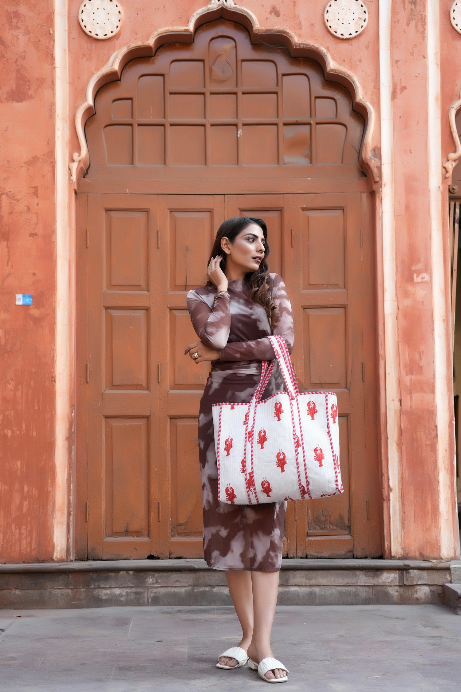 The Lobster Tote — handmade cotton tote bag with the lobster motif, ethically made in Rajasthan, India
