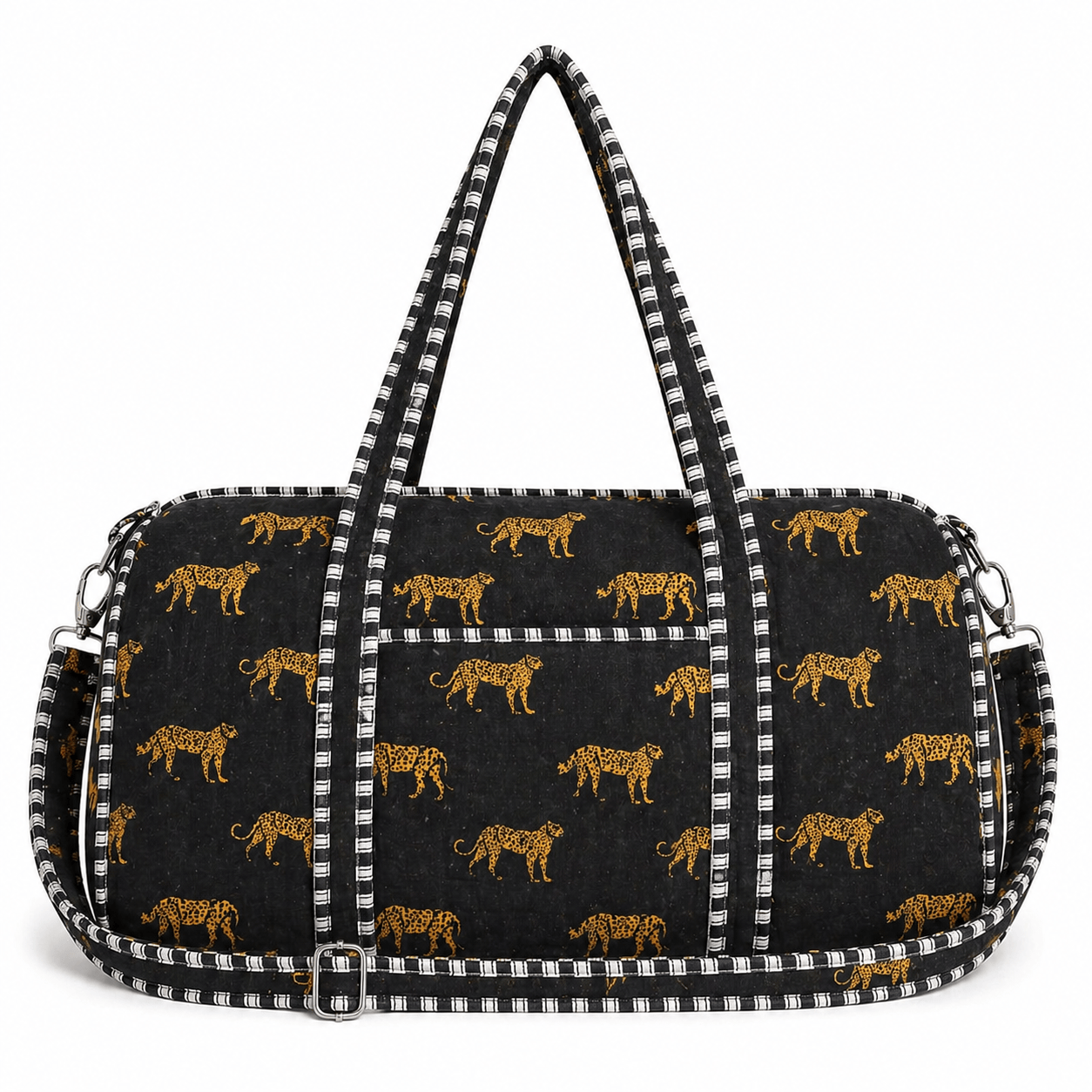 Cheetah Velvet Weekender — handmade quilted velvet weekender bag, ethically made in Rajasthan, India