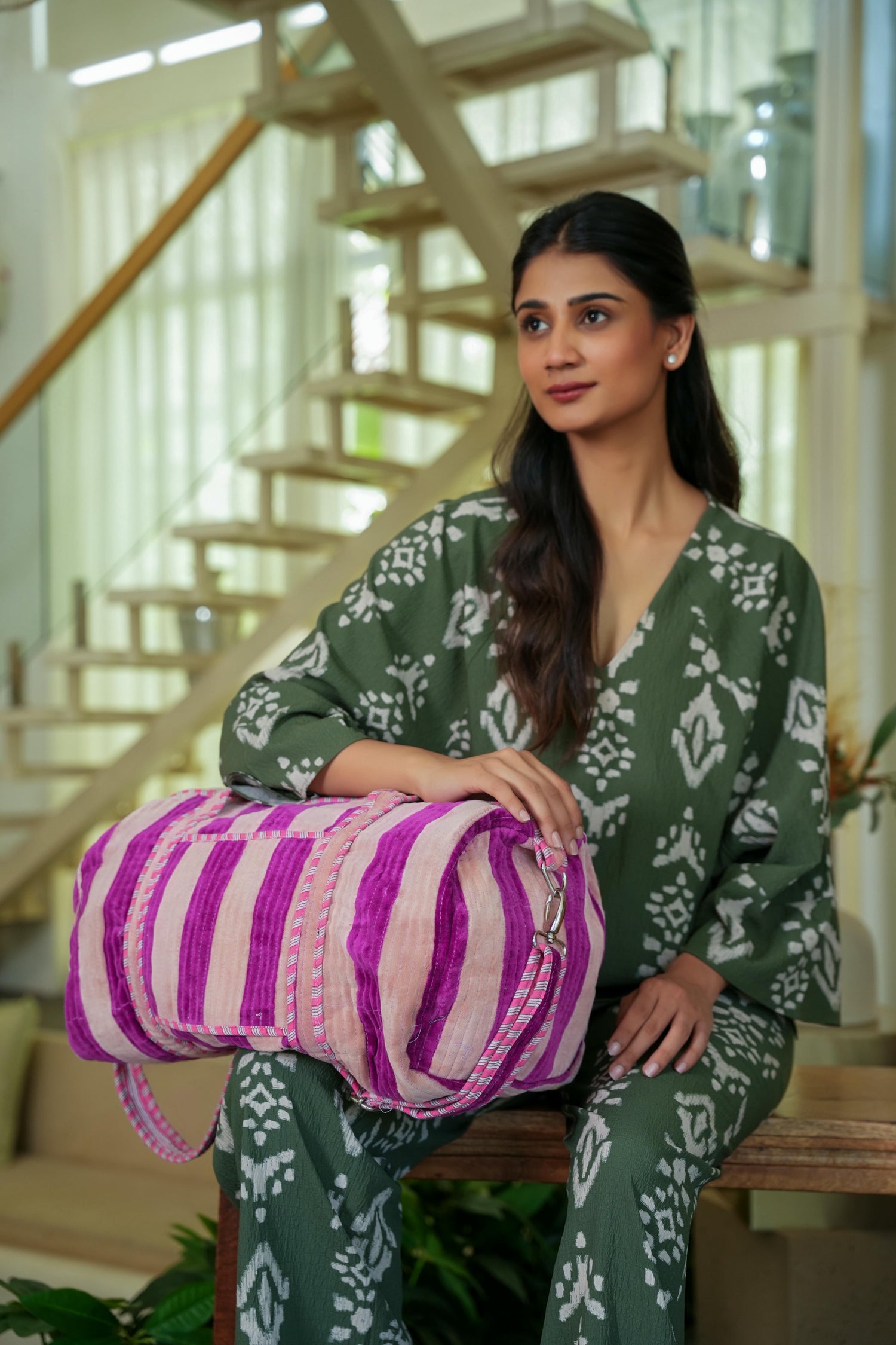The Striped Velvet Weekender