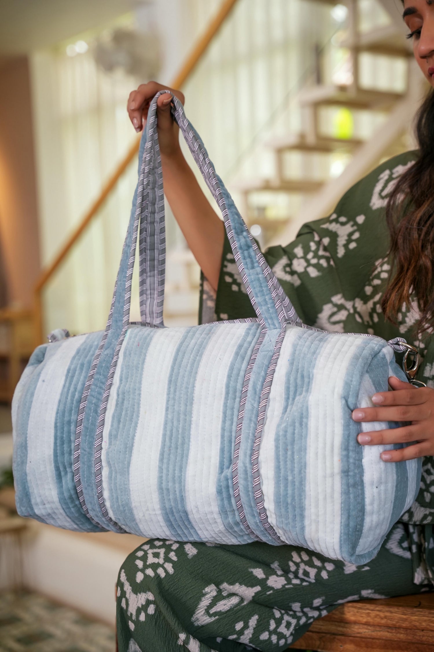 The Striped Velvet Weekender