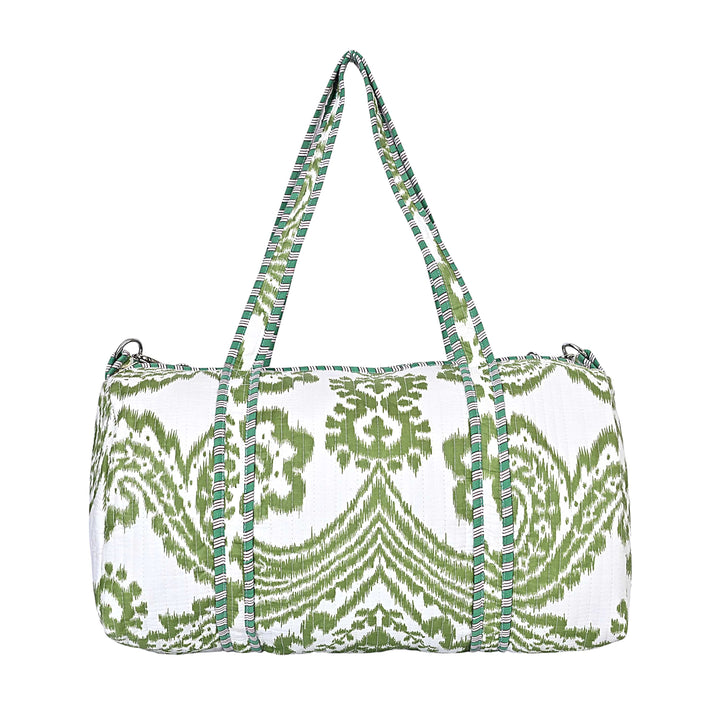 The Ikat Cotton Weekender — handmade hand block printed cotton weekender bag, ethically made in Rajasthan, India
