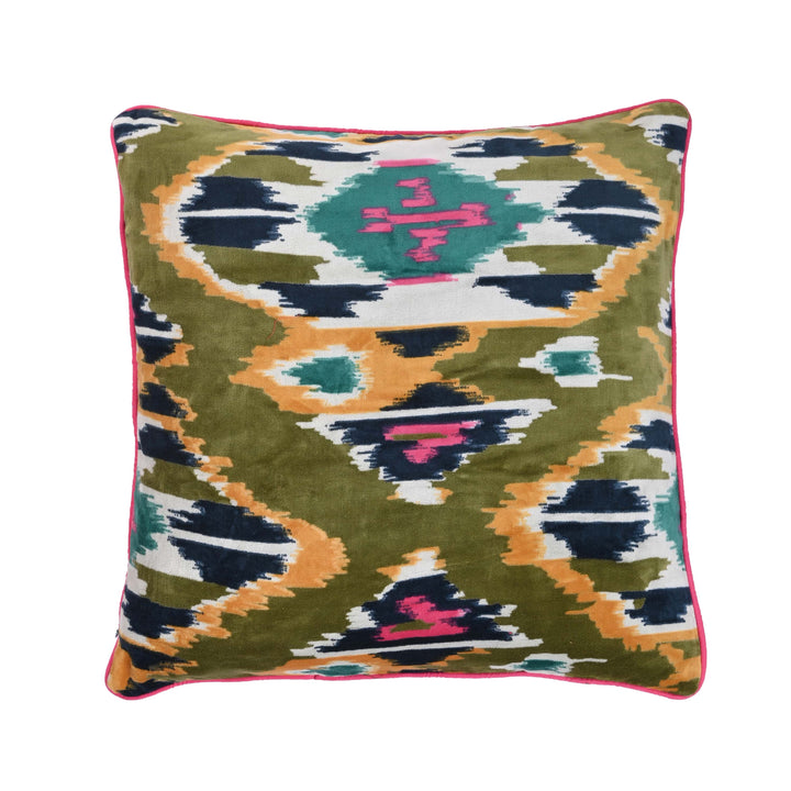 Velvet Ikat Cushion — handmade quilted velvet cushion cover, ethically made in Rajasthan, India