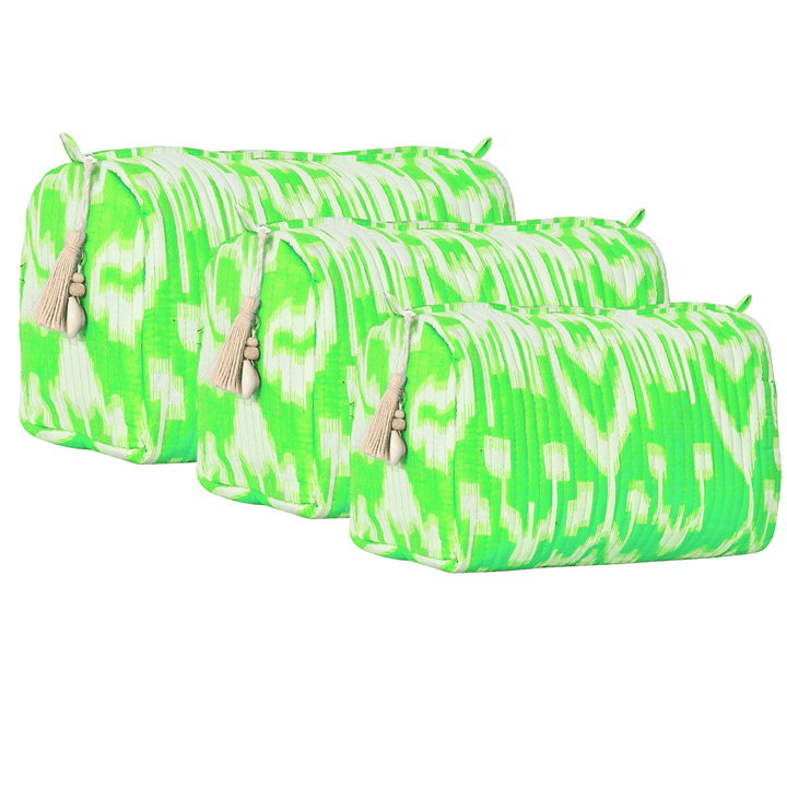 The Ikat Cotton Travel Set — handmade hand block printed cotton travel pouch set, ethically made in Rajasthan, India