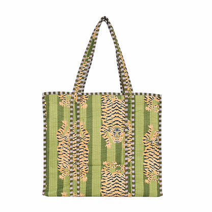 The Tibetan Tiger Tote — handmade hand block printed cotton tote bag, ethically made in Rajasthan, India