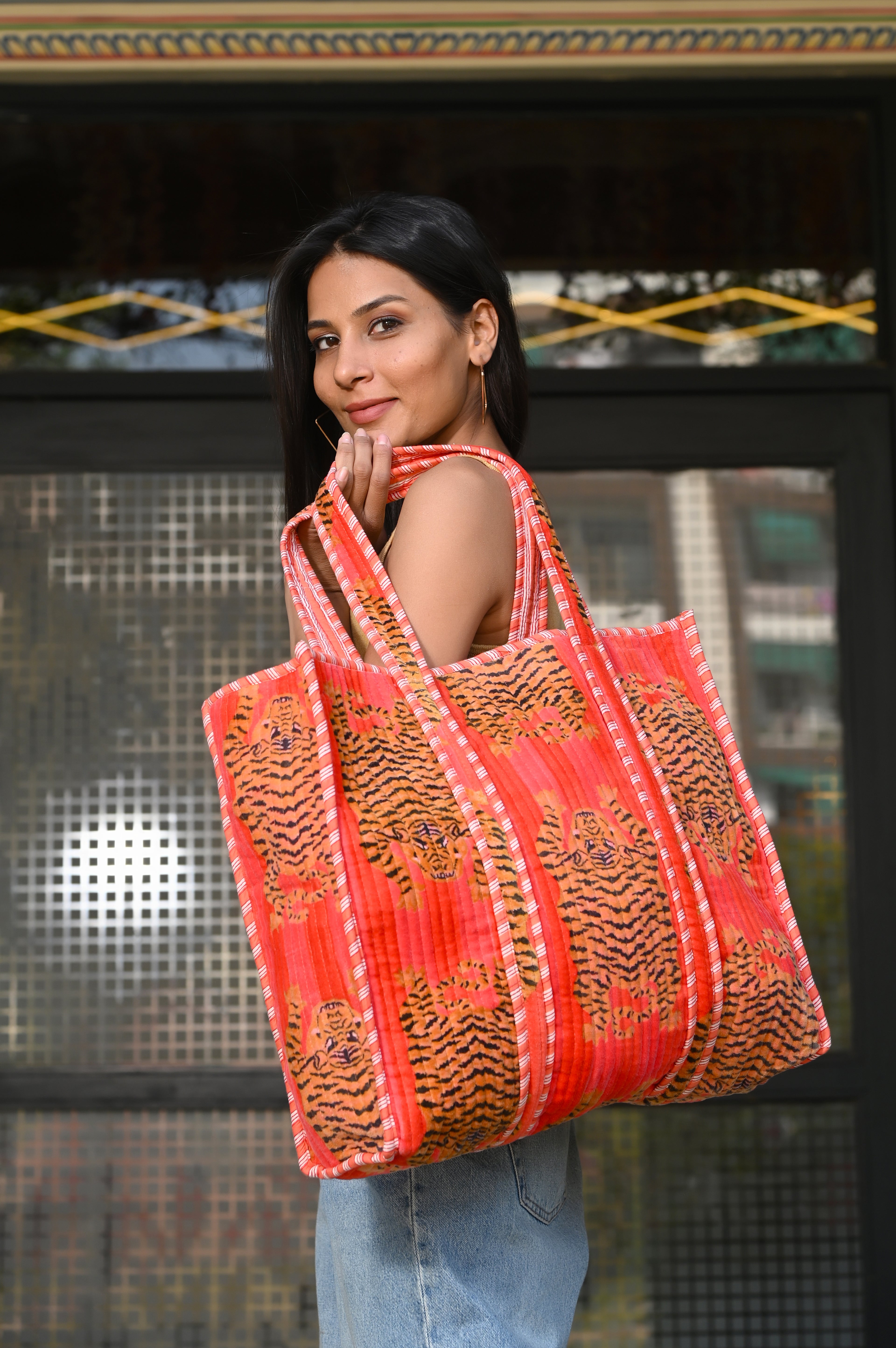 The Tibetan Tiger Tote in Velvet