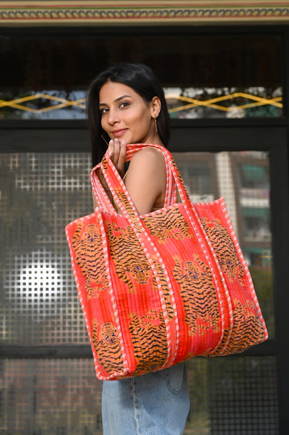 The Tibetan Tiger Tote in Velvet