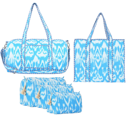 Ikat Cotton Tote, Weekender and Travel Set Bundle